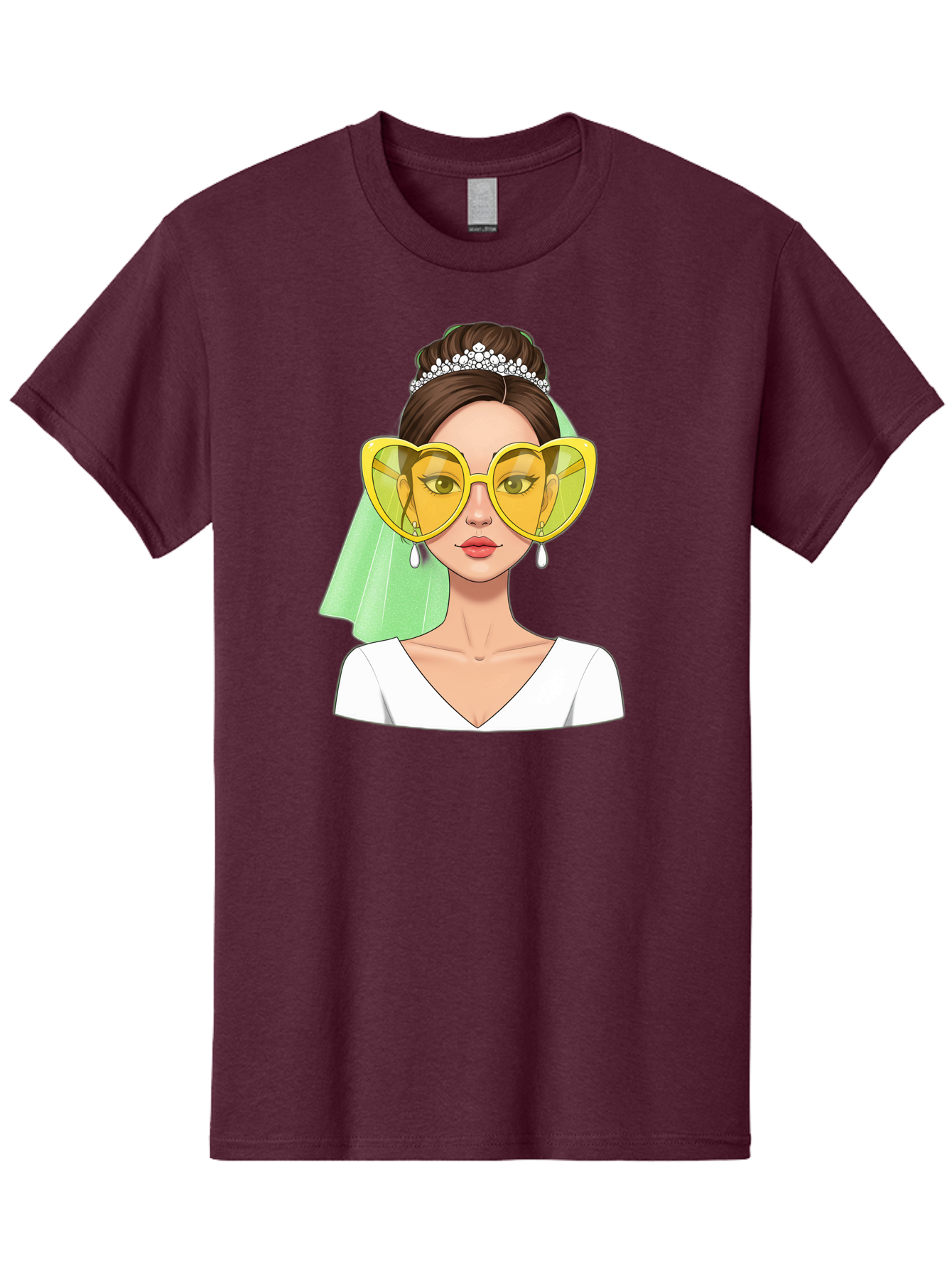 Bride-Heart-Sunglasses Men'S Graphic Tee, 100% Cotton, Comfortable Casual Summer Wear, Machine Washable, Bride With Heart-Shaped Sunglasses, Wedding Accessories, Fashionable Eyewear, Elegant Attire, Wedding Jewelry, Glamorous Look, Baa225