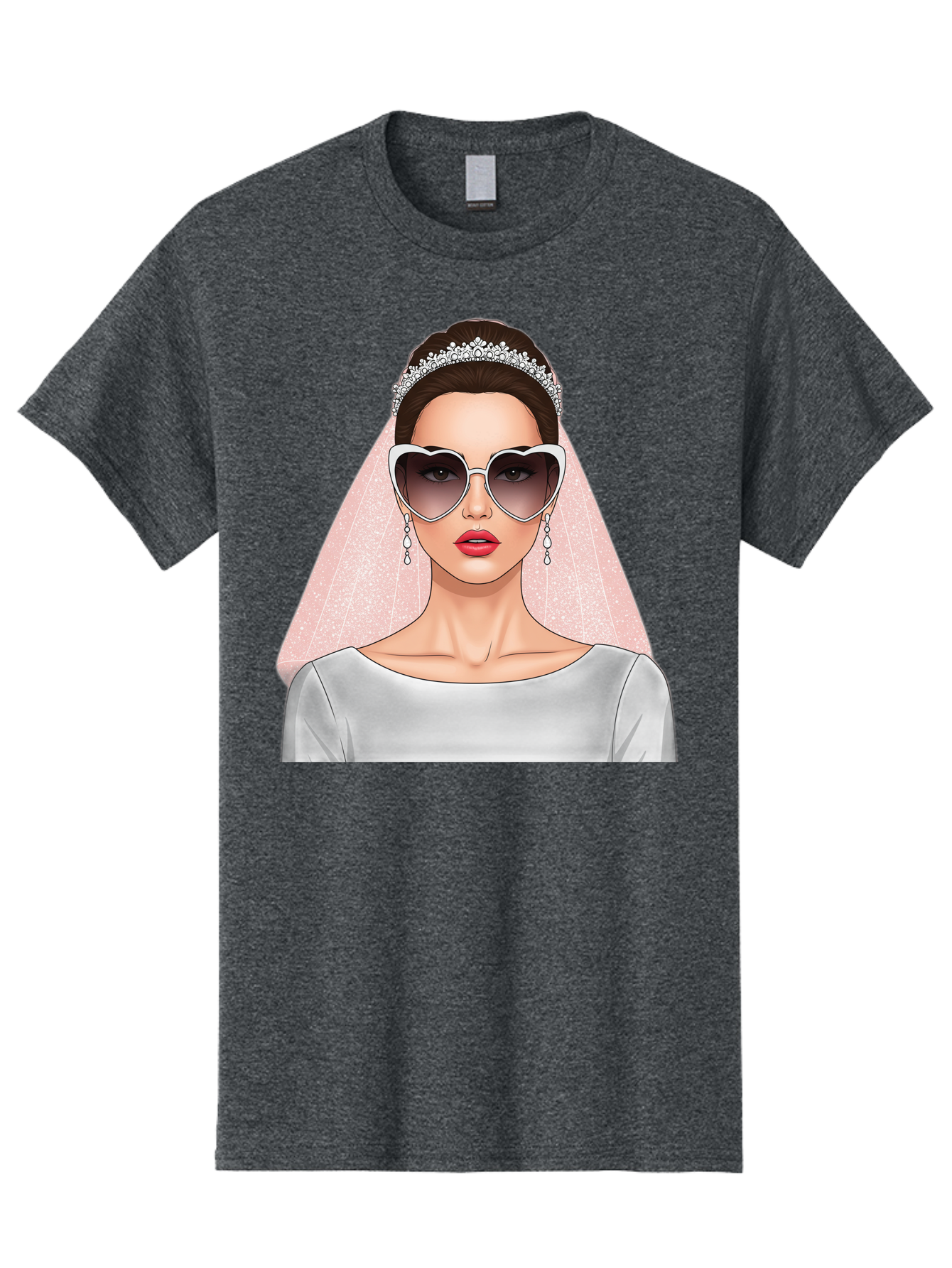 Bride-With-Sunglasses Men'S Graphic Tee, 100% Cotton, Comfortable Casual Summer Wear, Machine Washable, Bride In Sunglasses, Wedding Fashion, Stylish Wedding Attire, Heart-Shaped Sunglasses, Elegant Wedding Look, Trendy Bridal Style, Baa233