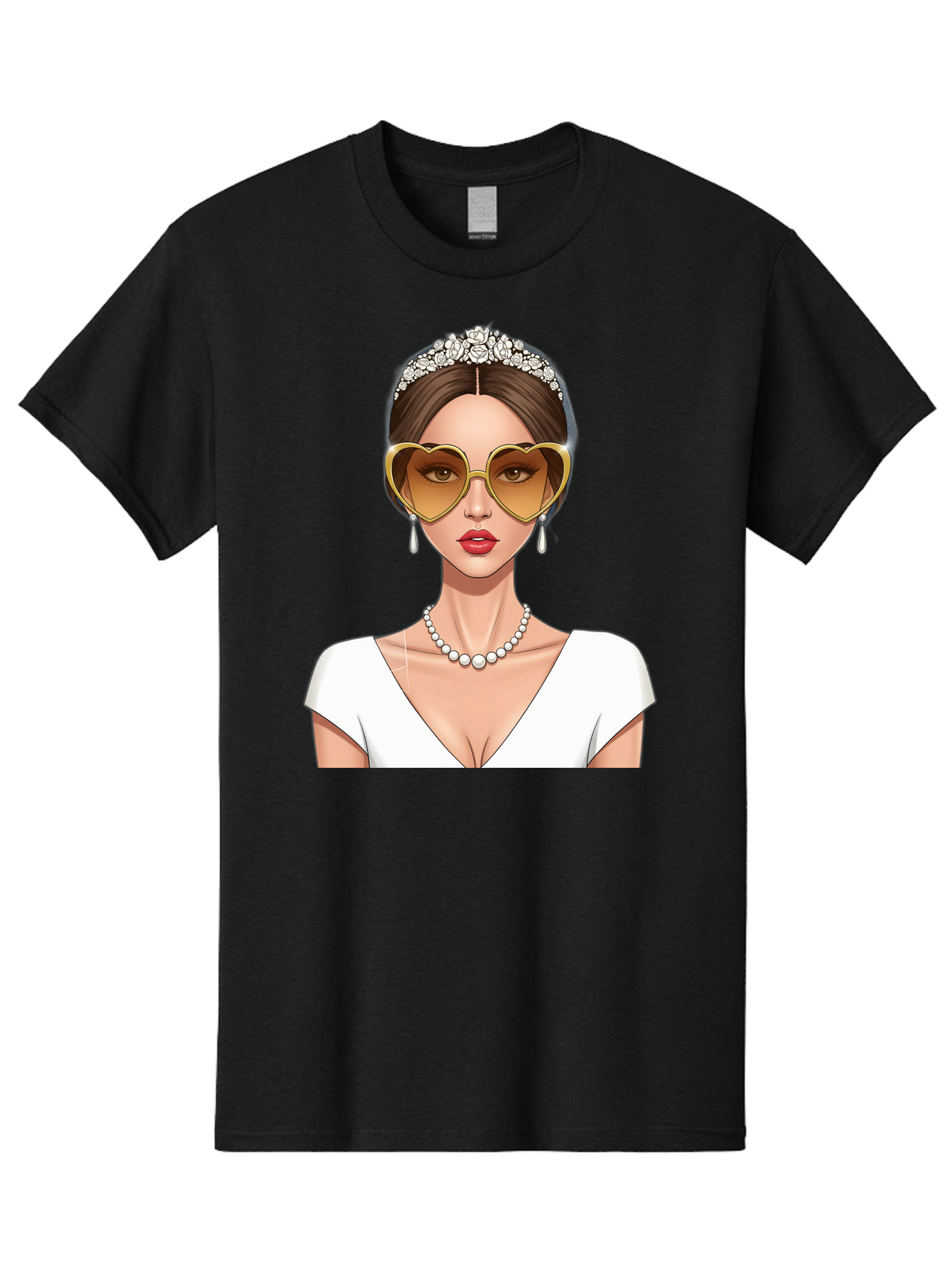 Bride Men'S Graphic Tee, 100% Cotton, Comfortable Casual Summer Wear, Machine Washable, Bride Avatar, White Wedding Dress, Heart-Shaped Sunglasses, Pearl Necklace, Elegant Attire, Glamorous Accessories, Fashionable Design, Luxury Style, Baa234