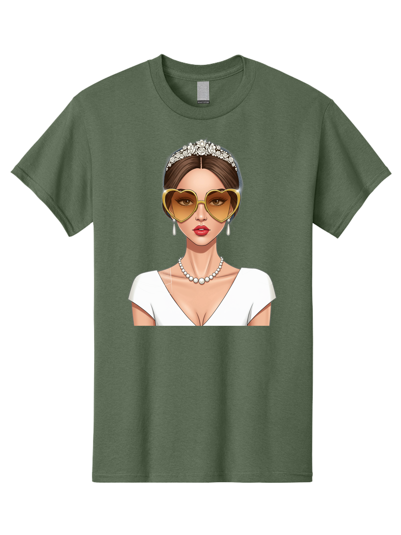 Bride Men'S Graphic Tee, 100% Cotton, Comfortable Casual Summer Wear, Machine Washable, Bride Avatar, White Wedding Dress, Heart-Shaped Sunglasses, Pearl Necklace, Elegant Attire, Glamorous Accessories, Fashionable Design, Luxury Style, Baa234