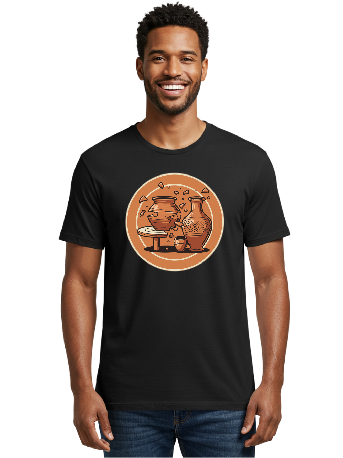 Broken-Clay-Pot Men'S Graphic Tee, 100% Cotton, Comfortable Casual Summer Wear, Machine Washable, Clay Pots, Pottery, Ceramics, Broken Pieces, Potter'S Wheel, Handmade Craftsmanship, Earthy Tones, Traditional Art, Cultural Heritage Baa236