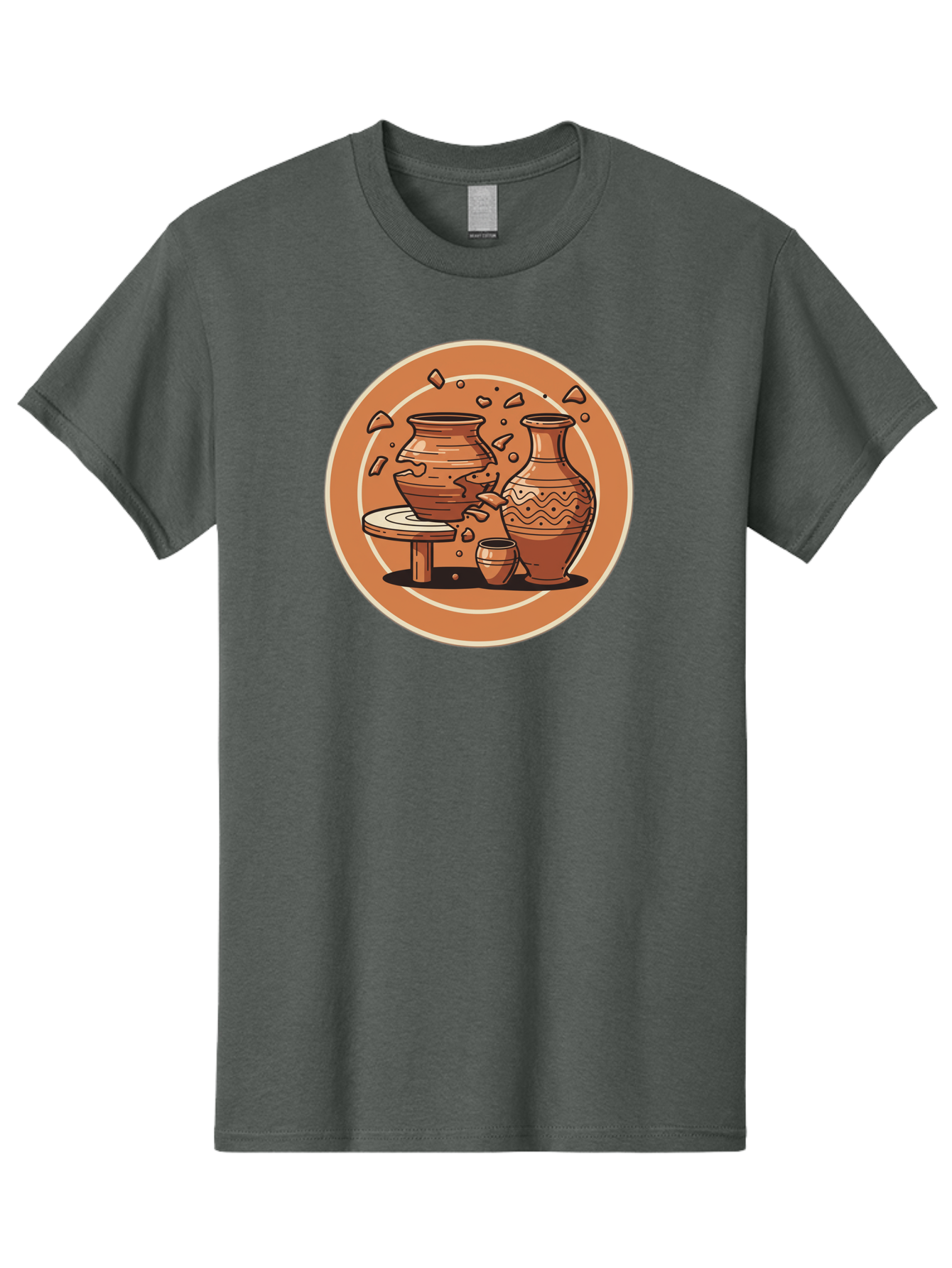 Broken-Clay-Pot Men'S Graphic Tee, 100% Cotton, Comfortable Casual Summer Wear, Machine Washable, Clay Pots, Pottery, Ceramics, Broken Pieces, Potter'S Wheel, Handmade Craftsmanship, Earthy Tones, Traditional Art, Cultural Heritage Baa236