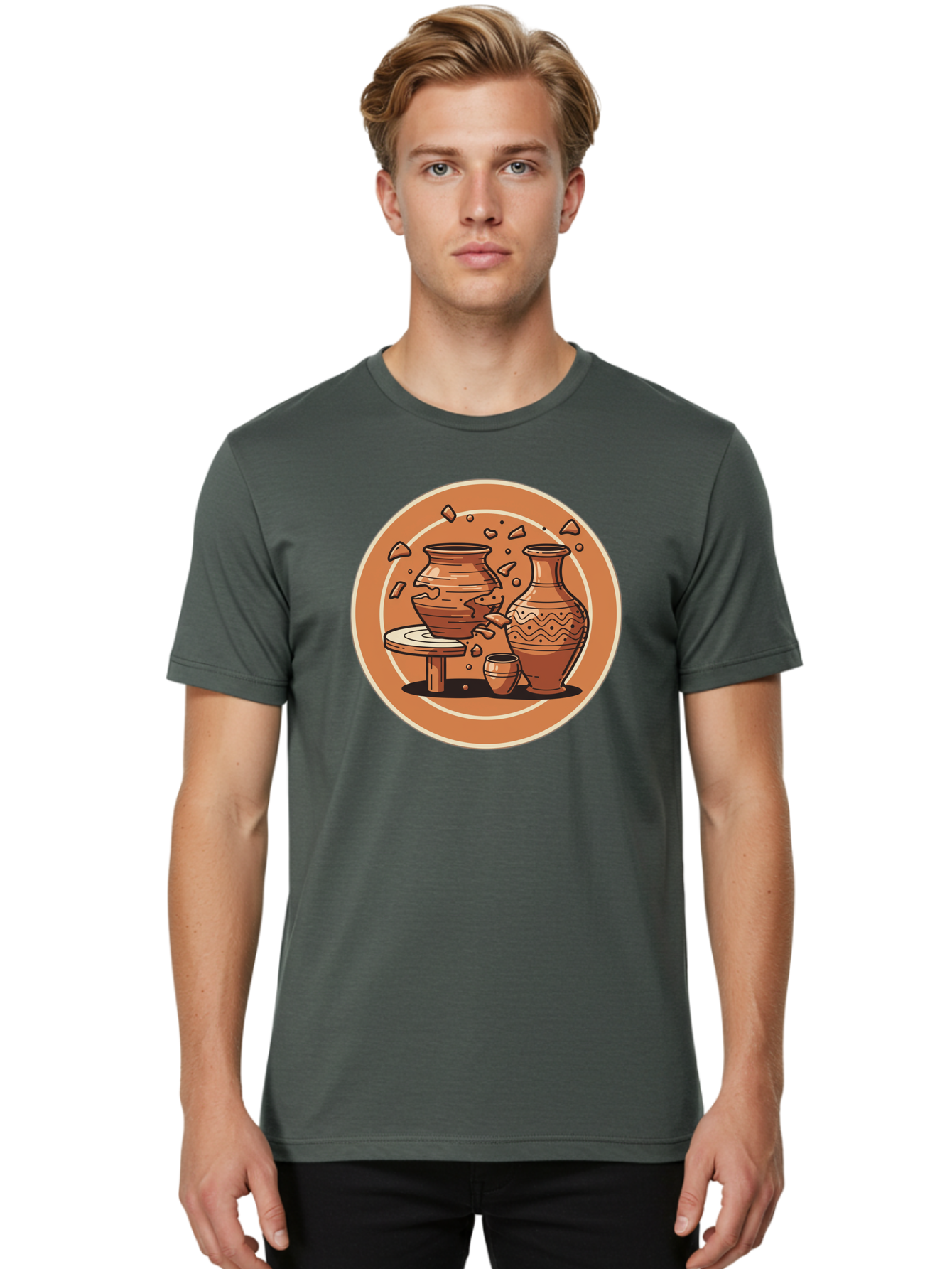 Broken-Clay-Pot Men'S Graphic Tee, 100% Cotton, Comfortable Casual Summer Wear, Machine Washable, Clay Pots, Pottery, Ceramics, Broken Pieces, Potter'S Wheel, Handmade Craftsmanship, Earthy Tones, Traditional Art, Cultural Heritage Baa236