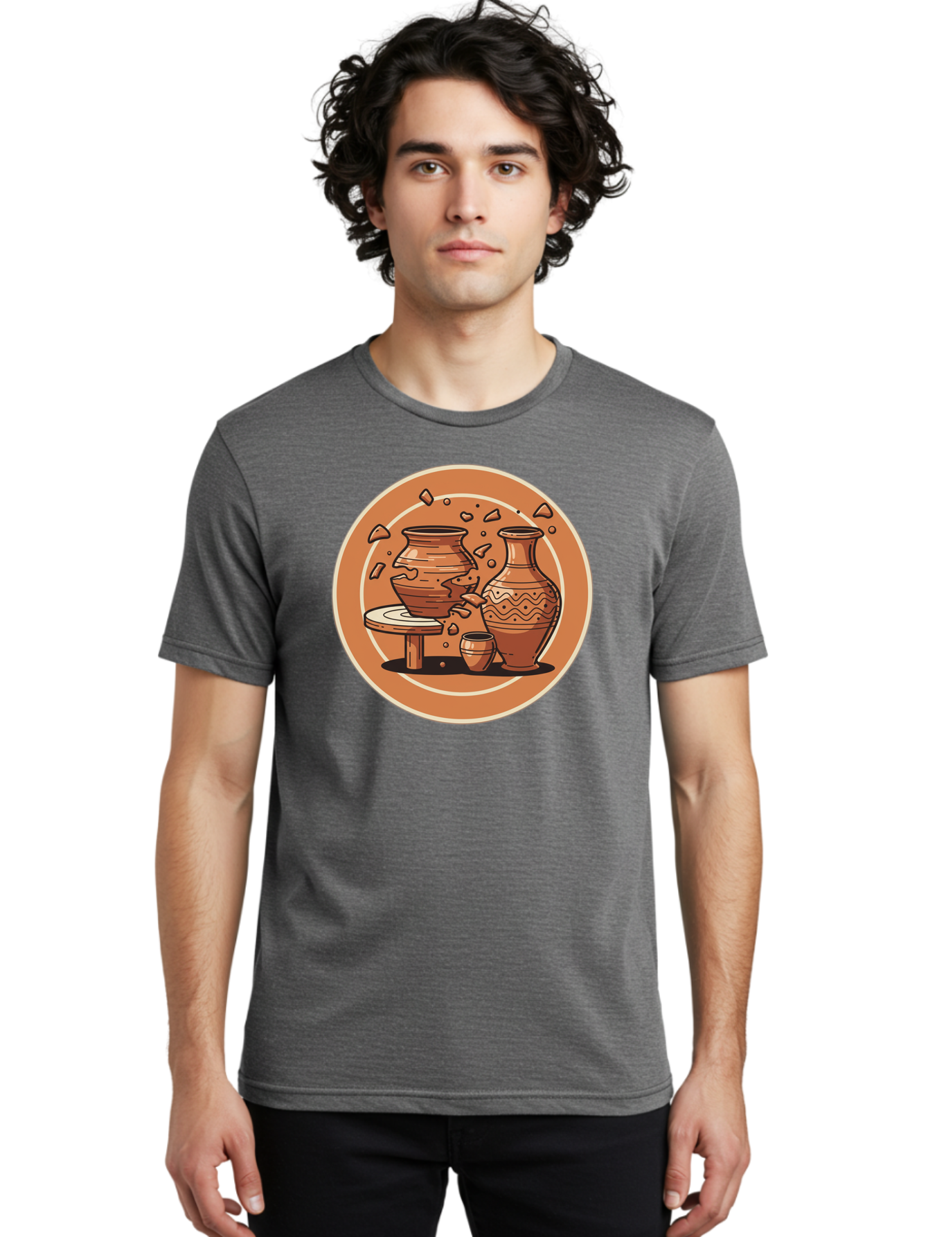 Broken-Clay-Pot Men'S Graphic Tee, 100% Cotton, Comfortable Casual Summer Wear, Machine Washable, Clay Pots, Pottery, Ceramics, Broken Pieces, Potter'S Wheel, Handmade Craftsmanship, Earthy Tones, Traditional Art, Cultural Heritage Baa236
