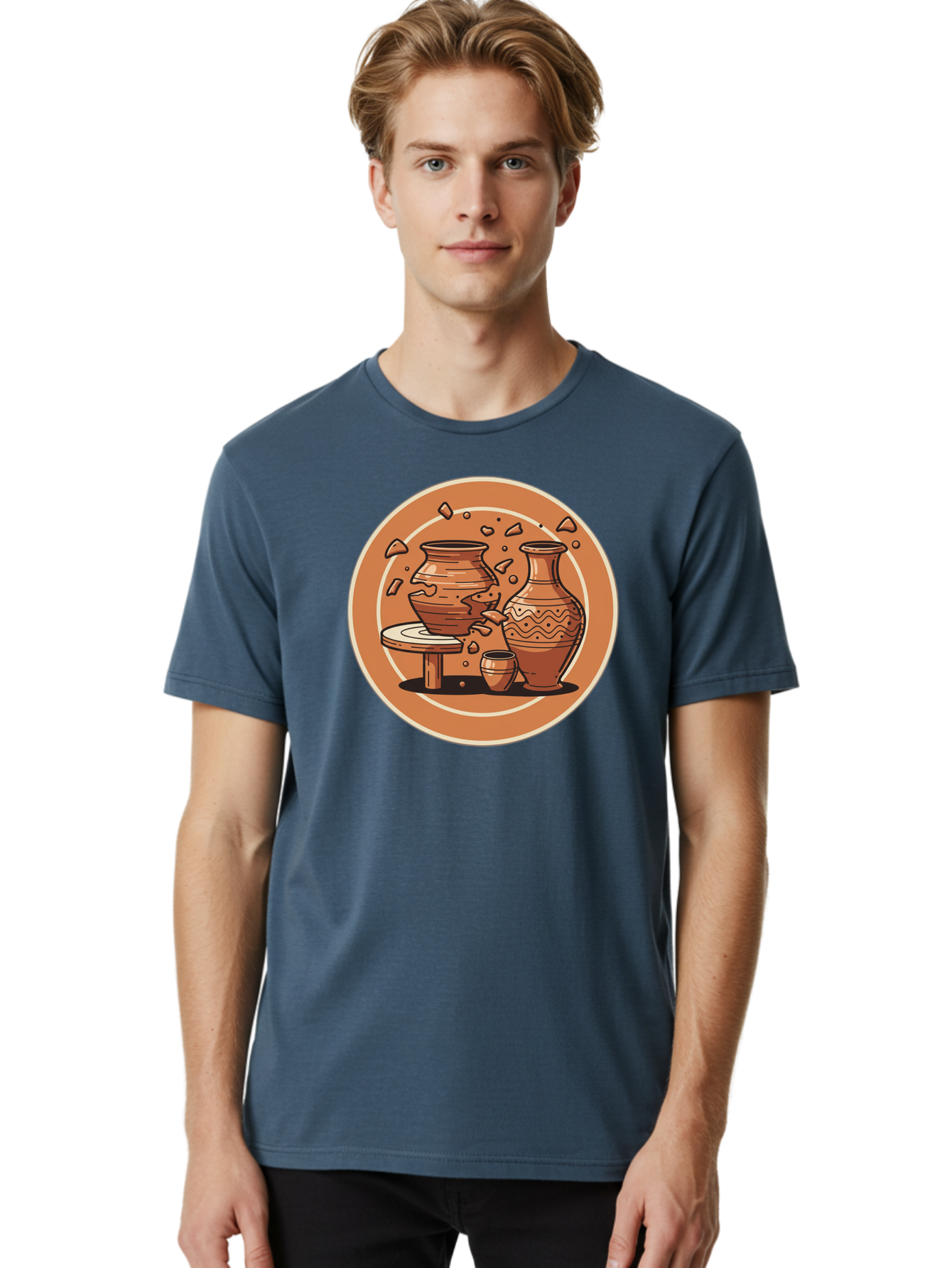 Broken-Clay-Pot Men'S Graphic Tee, 100% Cotton, Comfortable Casual Summer Wear, Machine Washable, Clay Pots, Pottery, Ceramics, Broken Pieces, Potter'S Wheel, Handmade Craftsmanship, Earthy Tones, Traditional Art, Cultural Heritage Baa236