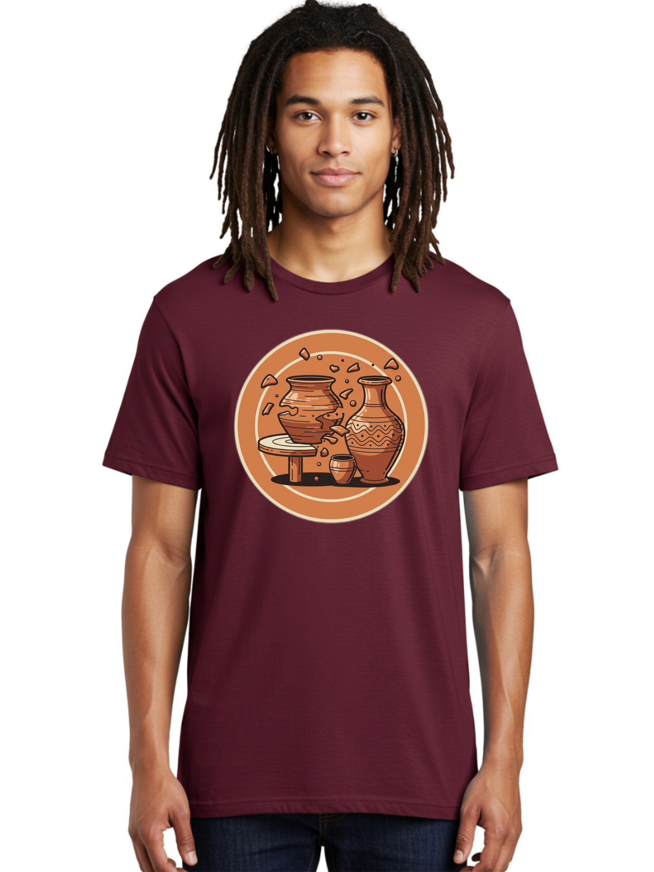 Broken-Clay-Pot Men'S Graphic Tee, 100% Cotton, Comfortable Casual Summer Wear, Machine Washable, Clay Pots, Pottery, Ceramics, Broken Pieces, Potter'S Wheel, Handmade Craftsmanship, Earthy Tones, Traditional Art, Cultural Heritage Baa236