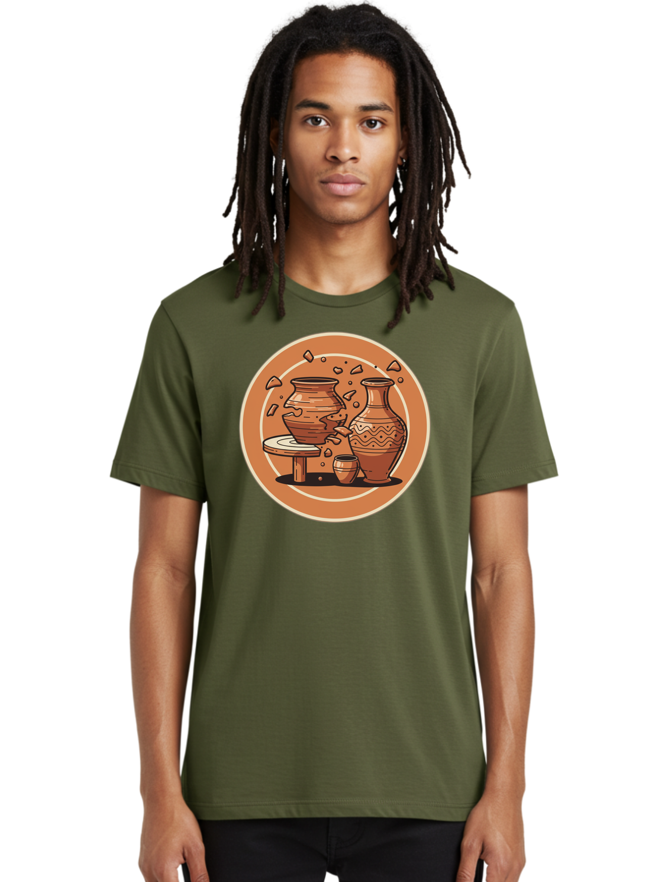 Broken-Clay-Pot Men'S Graphic Tee, 100% Cotton, Comfortable Casual Summer Wear, Machine Washable, Clay Pots, Pottery, Ceramics, Broken Pieces, Potter'S Wheel, Handmade Craftsmanship, Earthy Tones, Traditional Art, Cultural Heritage Baa236