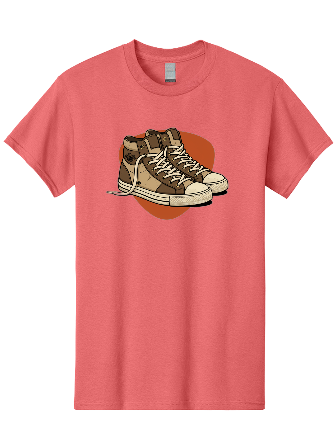 Brown-Converse-Sneakers Men'S Graphic Tee, 100% Cotton, Comfortable Casual Summer Wear, Machine Washable, Converse Shoes, High-Top Sneakers, Brown And Tan Sneakers, Casual Footwear, Fashion Sneakers, Streetwear Style, Laced Shoes, Baa238