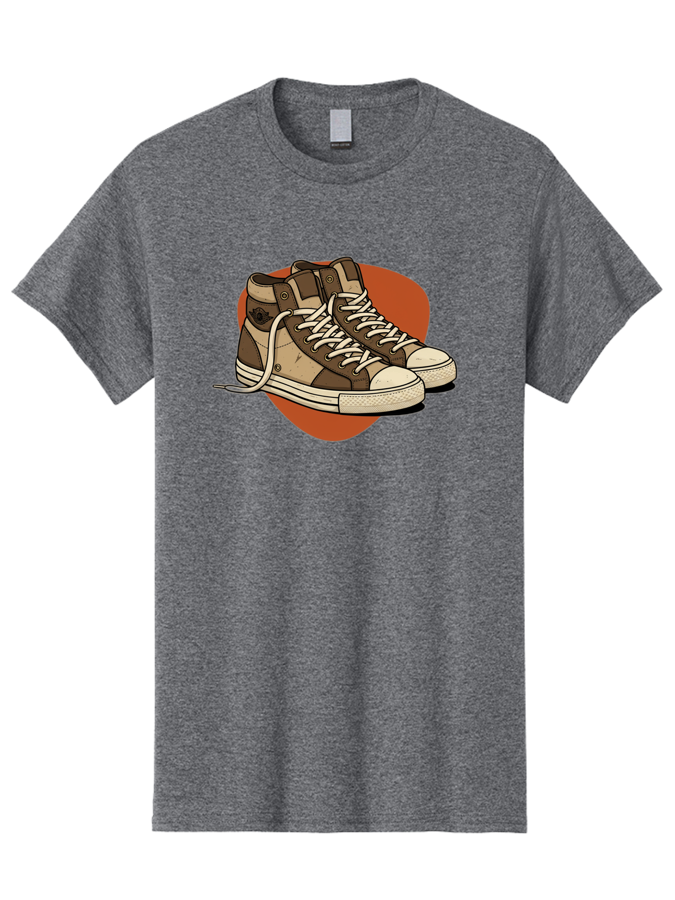 Brown-Converse-Sneakers Men'S Graphic Tee, 100% Cotton, Comfortable Casual Summer Wear, Machine Washable, Converse Shoes, High-Top Sneakers, Brown And Tan Sneakers, Casual Footwear, Fashion Sneakers, Streetwear Style, Laced Shoes, Baa238