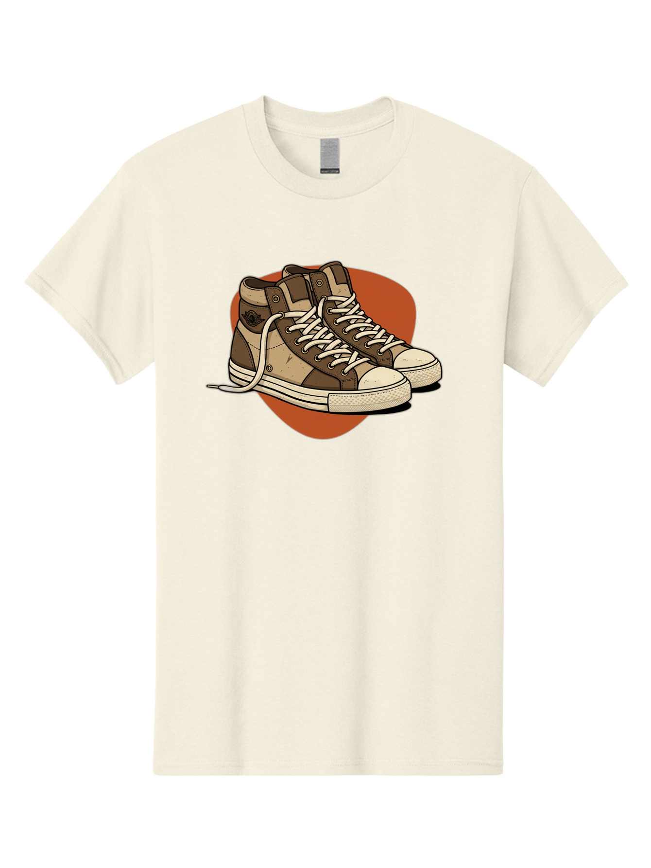 Brown-Converse-Sneakers Men'S Graphic Tee, 100% Cotton, Comfortable Casual Summer Wear, Machine Washable, Converse Shoes, High-Top Sneakers, Brown And Tan Sneakers, Casual Footwear, Fashion Sneakers, Streetwear Style, Laced Shoes, Baa238