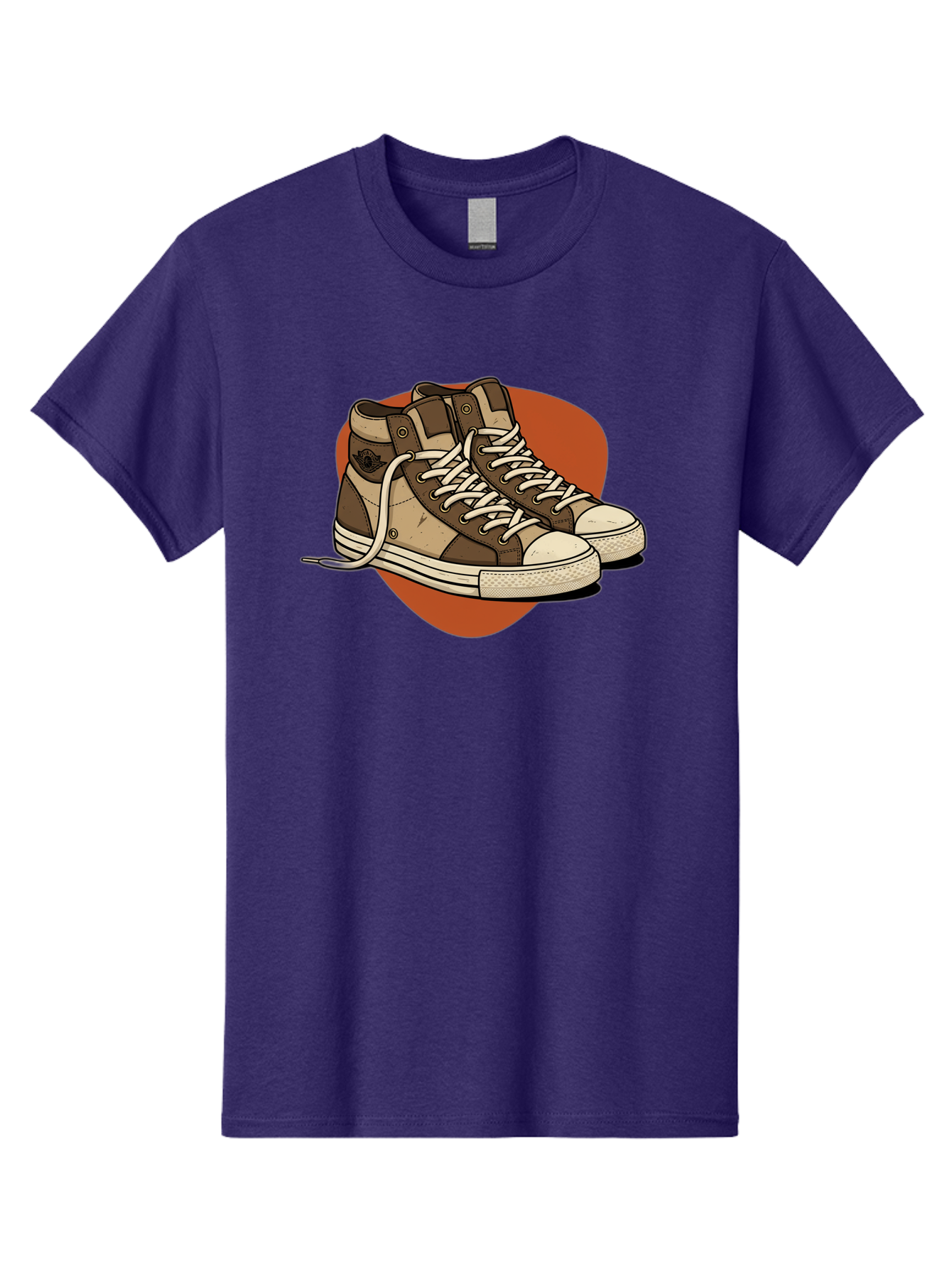 Brown-Converse-Sneakers Men'S Graphic Tee, 100% Cotton, Comfortable Casual Summer Wear, Machine Washable, Converse Shoes, High-Top Sneakers, Brown And Tan Sneakers, Casual Footwear, Fashion Sneakers, Streetwear Style, Laced Shoes, Baa238