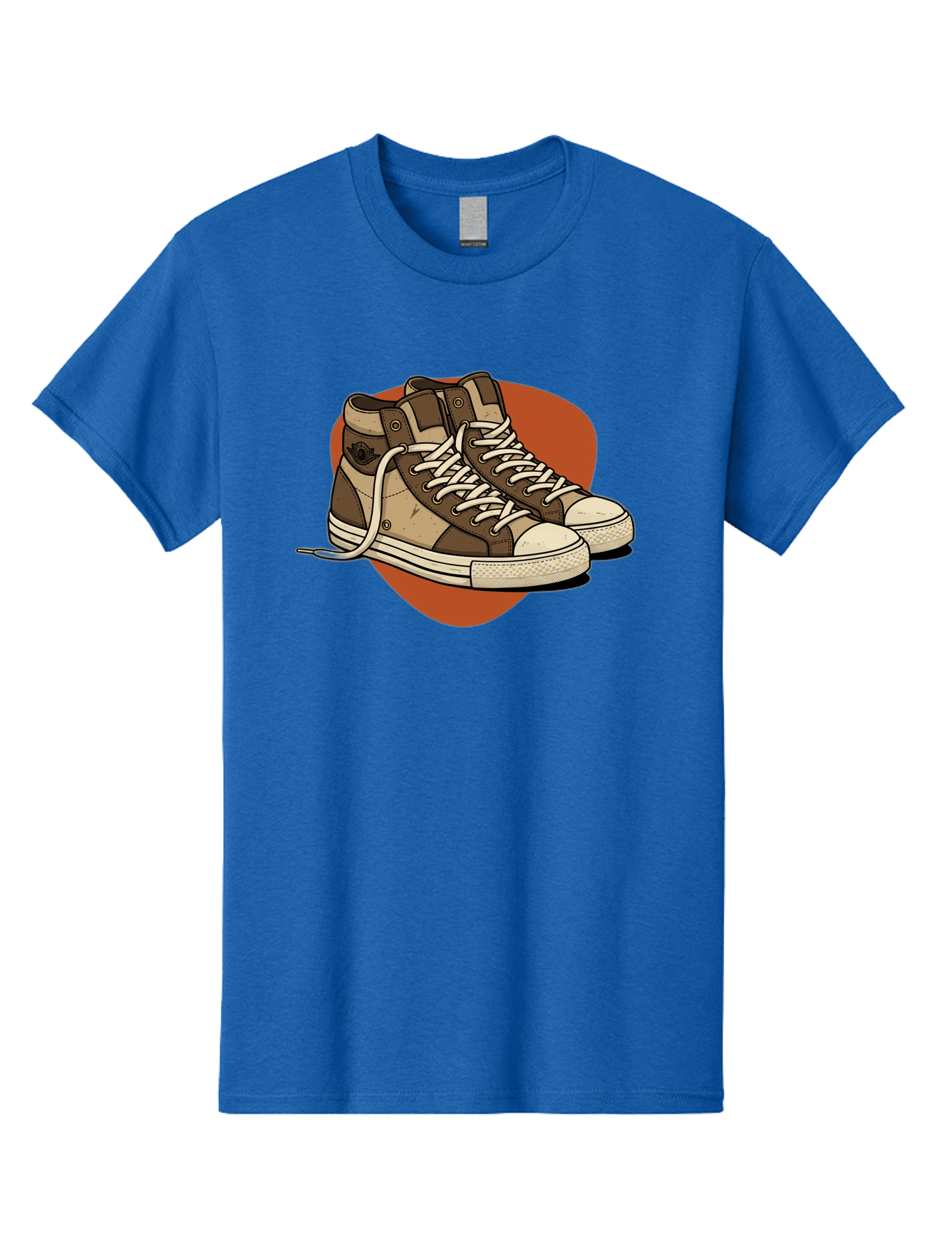 Brown-Converse-Sneakers Men'S Graphic Tee, 100% Cotton, Comfortable Casual Summer Wear, Machine Washable, Converse Shoes, High-Top Sneakers, Brown And Tan Sneakers, Casual Footwear, Fashion Sneakers, Streetwear Style, Laced Shoes, Baa238