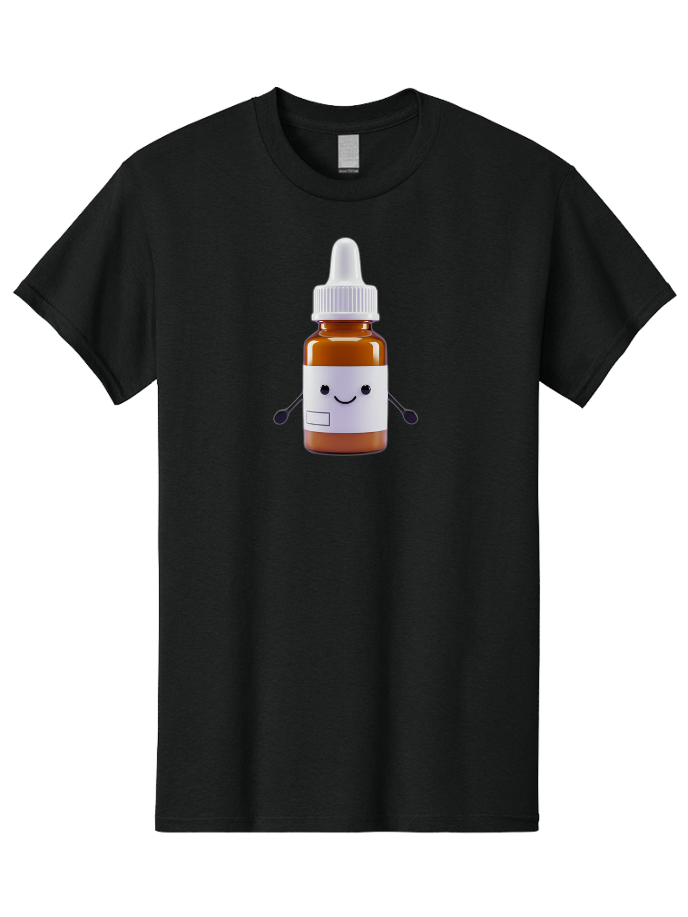 Brown-Medicine-Bottle-With-Smiley-Face Men'S Graphic Tee, 100% Cotton, Comfortable Casual Summer Wear, Machine Washable, Medicine Bottle With Smiley Face, Blank Label, Cute Medical Supplies, Humorous Healthcare, Quirky Medicine, Medical Humor, Baa240