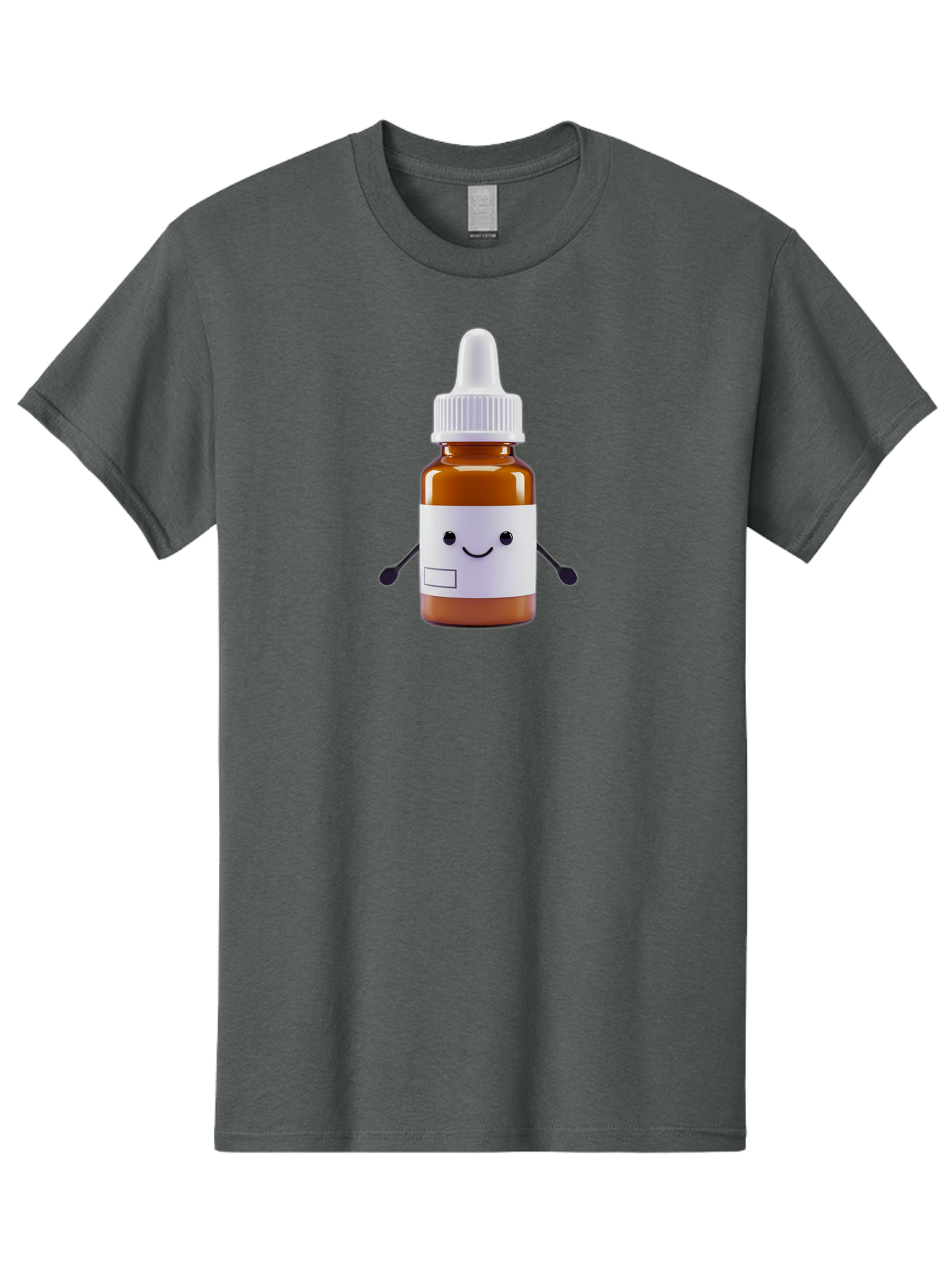 Brown-Medicine-Bottle-With-Smiley-Face Men'S Graphic Tee, 100% Cotton, Comfortable Casual Summer Wear, Machine Washable, Medicine Bottle With Smiley Face, Blank Label, Cute Medical Supplies, Humorous Healthcare, Quirky Medicine, Medical Humor, Baa240