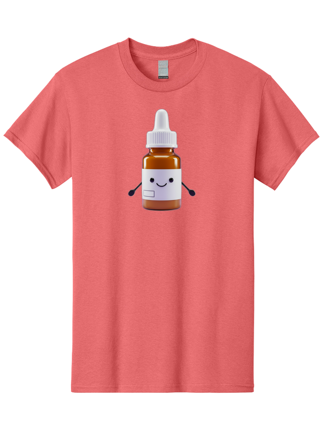 Brown-Medicine-Bottle-With-Smiley-Face Men'S Graphic Tee, 100% Cotton, Comfortable Casual Summer Wear, Machine Washable, Medicine Bottle With Smiley Face, Blank Label, Cute Medical Supplies, Humorous Healthcare, Quirky Medicine, Medical Humor, Baa240