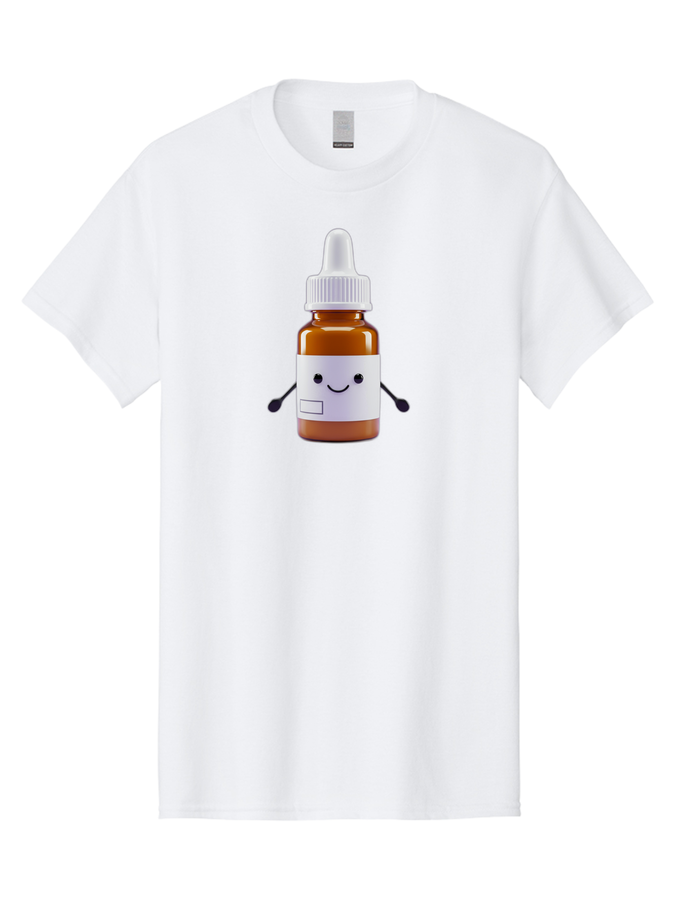Brown-Medicine-Bottle-With-Smiley-Face Men'S Graphic Tee, 100% Cotton, Comfortable Casual Summer Wear, Machine Washable, Medicine Bottle With Smiley Face, Blank Label, Cute Medical Supplies, Humorous Healthcare, Quirky Medicine, Medical Humor, Baa240