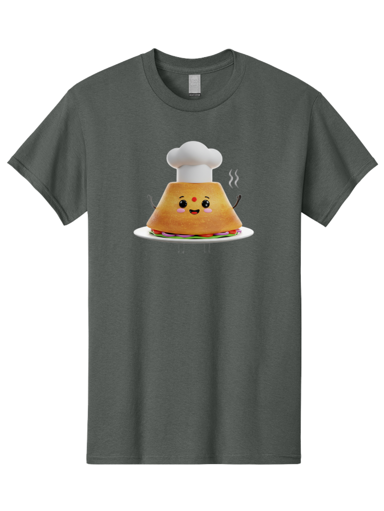 Burger-Chef Men'S Graphic Tee, 100% Cotton, Comfortable Casual Summer Wear, Machine Washable, Smiling Burger, Chef Hat, Cartoon Food, Happy Meal, Funny Character, Foodie Fun, Animated Scene, Kawaii Culture Baa242