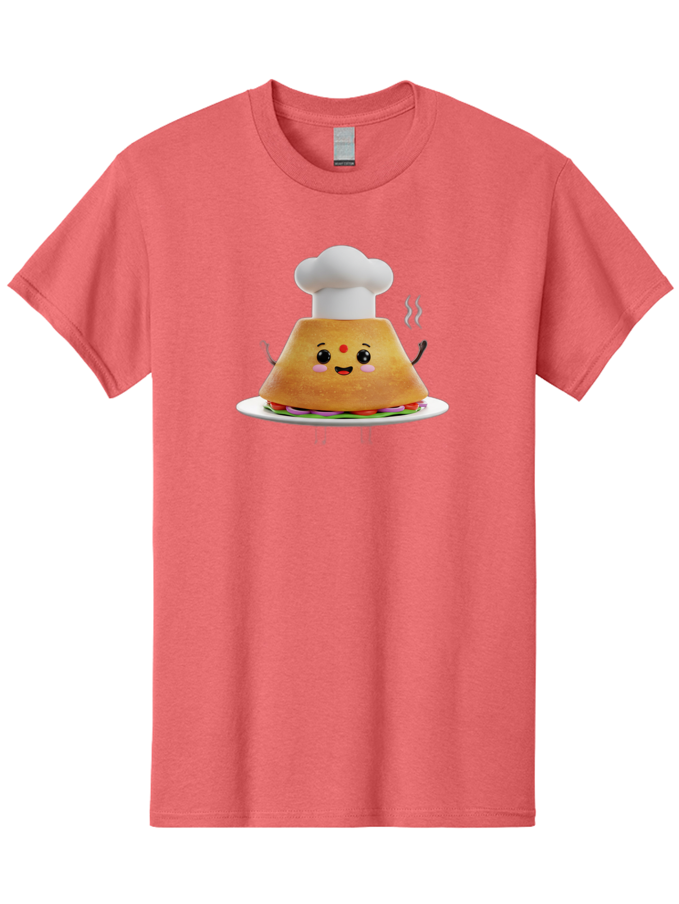 Burger-Chef Men'S Graphic Tee, 100% Cotton, Comfortable Casual Summer Wear, Machine Washable, Smiling Burger, Chef Hat, Cartoon Food, Happy Meal, Funny Character, Foodie Fun, Animated Scene, Kawaii Culture Baa242