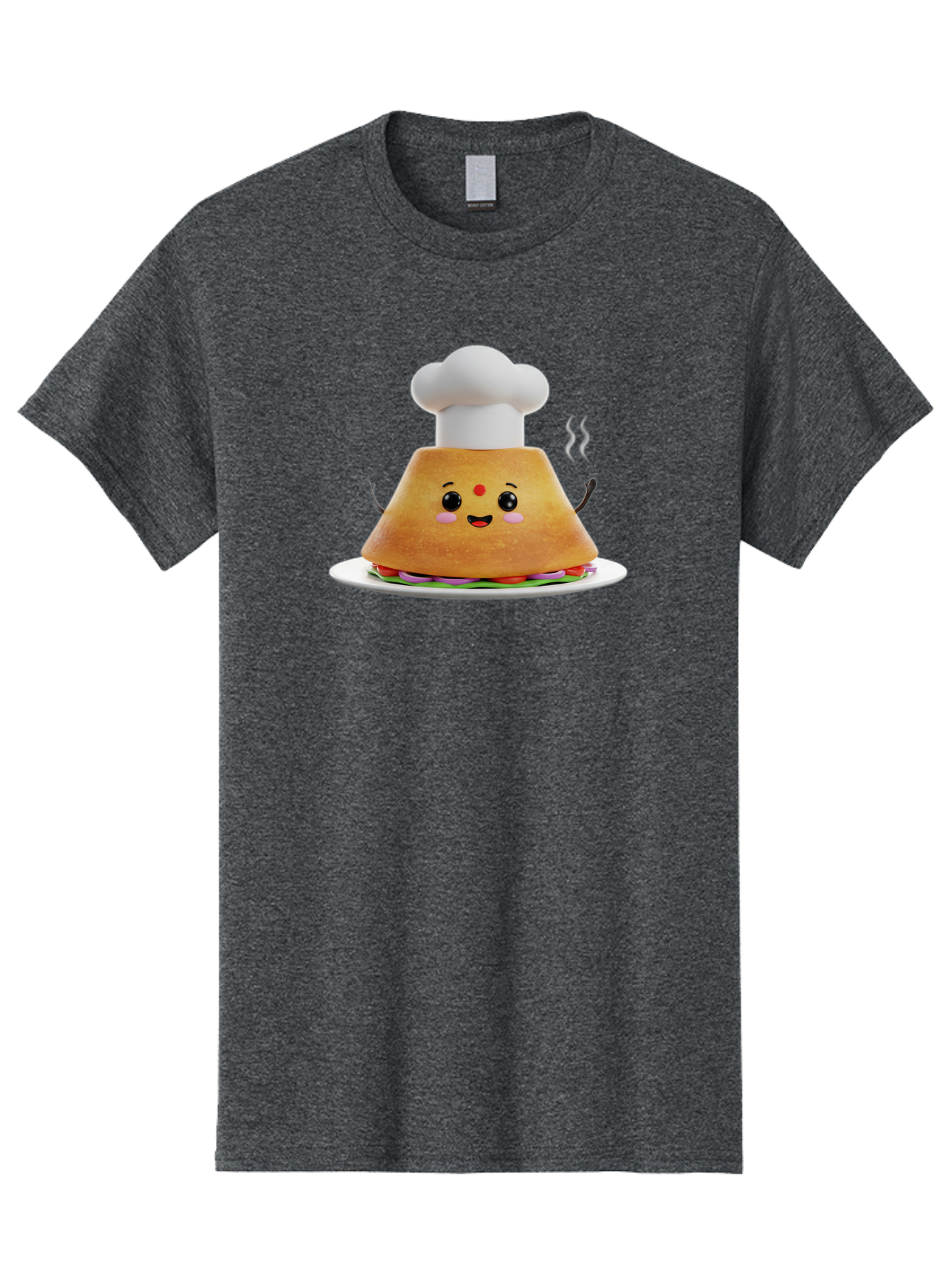 Burger-Chef Men'S Graphic Tee, 100% Cotton, Comfortable Casual Summer Wear, Machine Washable, Smiling Burger, Chef Hat, Cartoon Food, Happy Meal, Funny Character, Foodie Fun, Animated Scene, Kawaii Culture Baa242