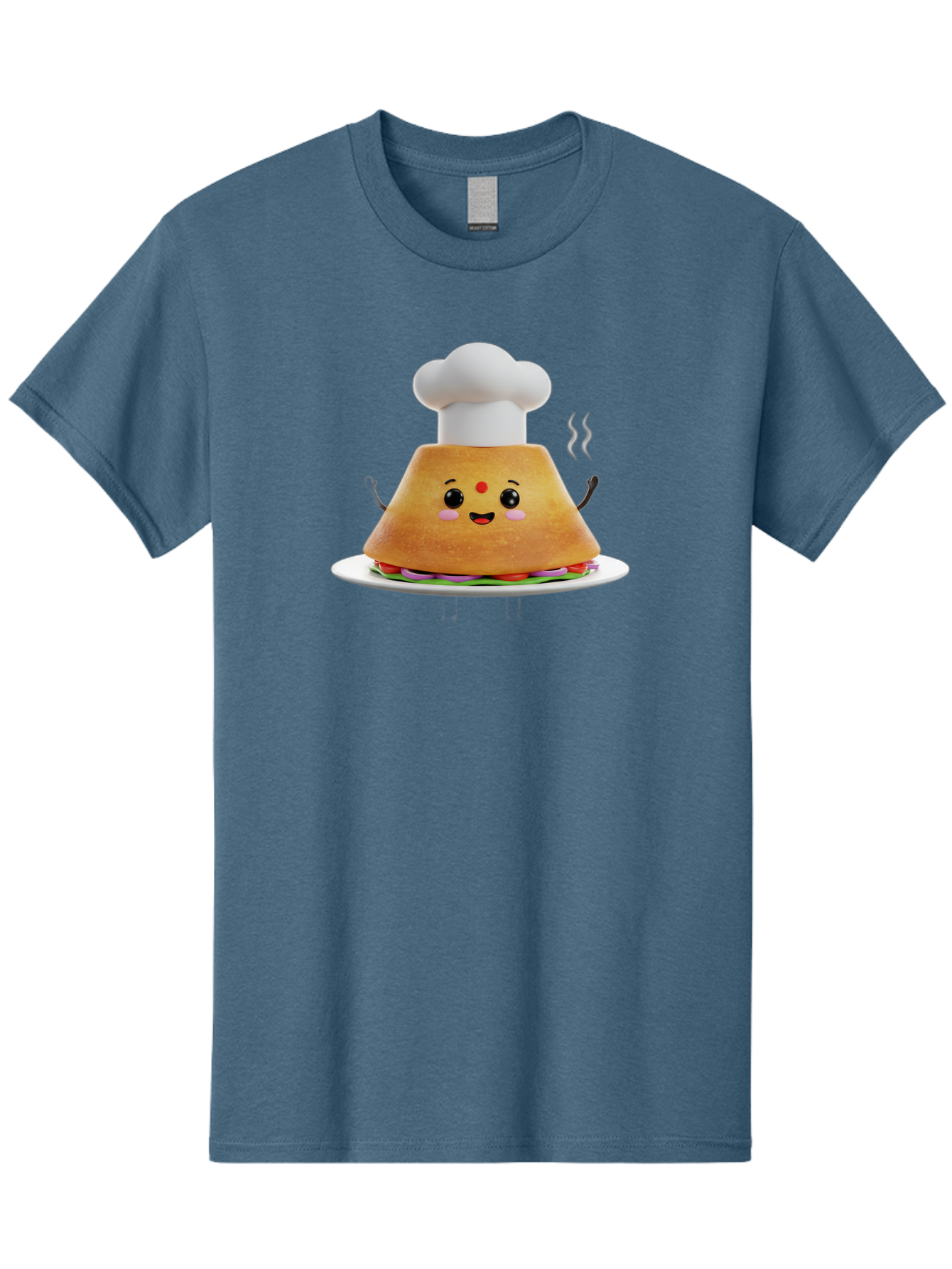 Burger-Chef Men'S Graphic Tee, 100% Cotton, Comfortable Casual Summer Wear, Machine Washable, Smiling Burger, Chef Hat, Cartoon Food, Happy Meal, Funny Character, Foodie Fun, Animated Scene, Kawaii Culture Baa242
