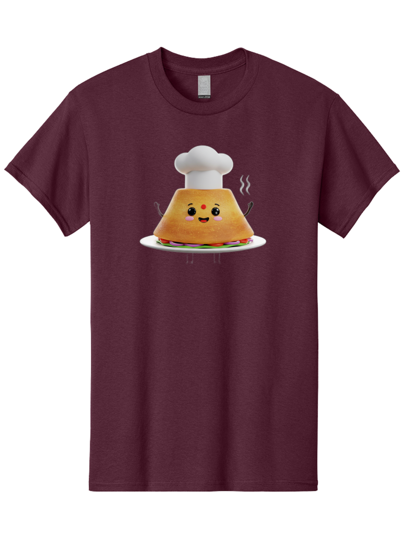 Burger-Chef Men'S Graphic Tee, 100% Cotton, Comfortable Casual Summer Wear, Machine Washable, Smiling Burger, Chef Hat, Cartoon Food, Happy Meal, Funny Character, Foodie Fun, Animated Scene, Kawaii Culture Baa242