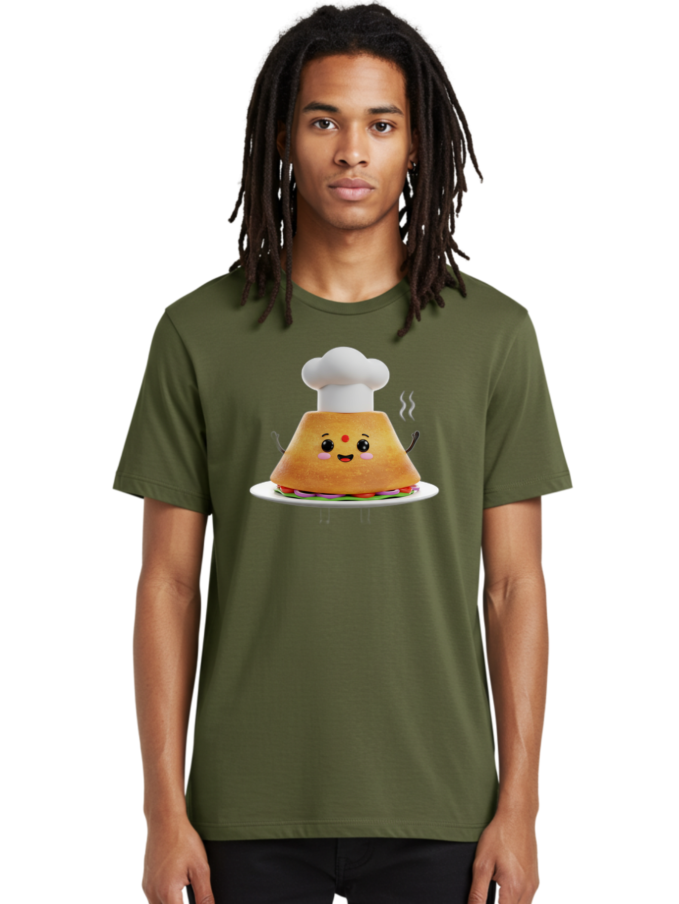 Burger-Chef Men'S Graphic Tee, 100% Cotton, Comfortable Casual Summer Wear, Machine Washable, Smiling Burger, Chef Hat, Cartoon Food, Happy Meal, Funny Character, Foodie Fun, Animated Scene, Kawaii Culture Baa242