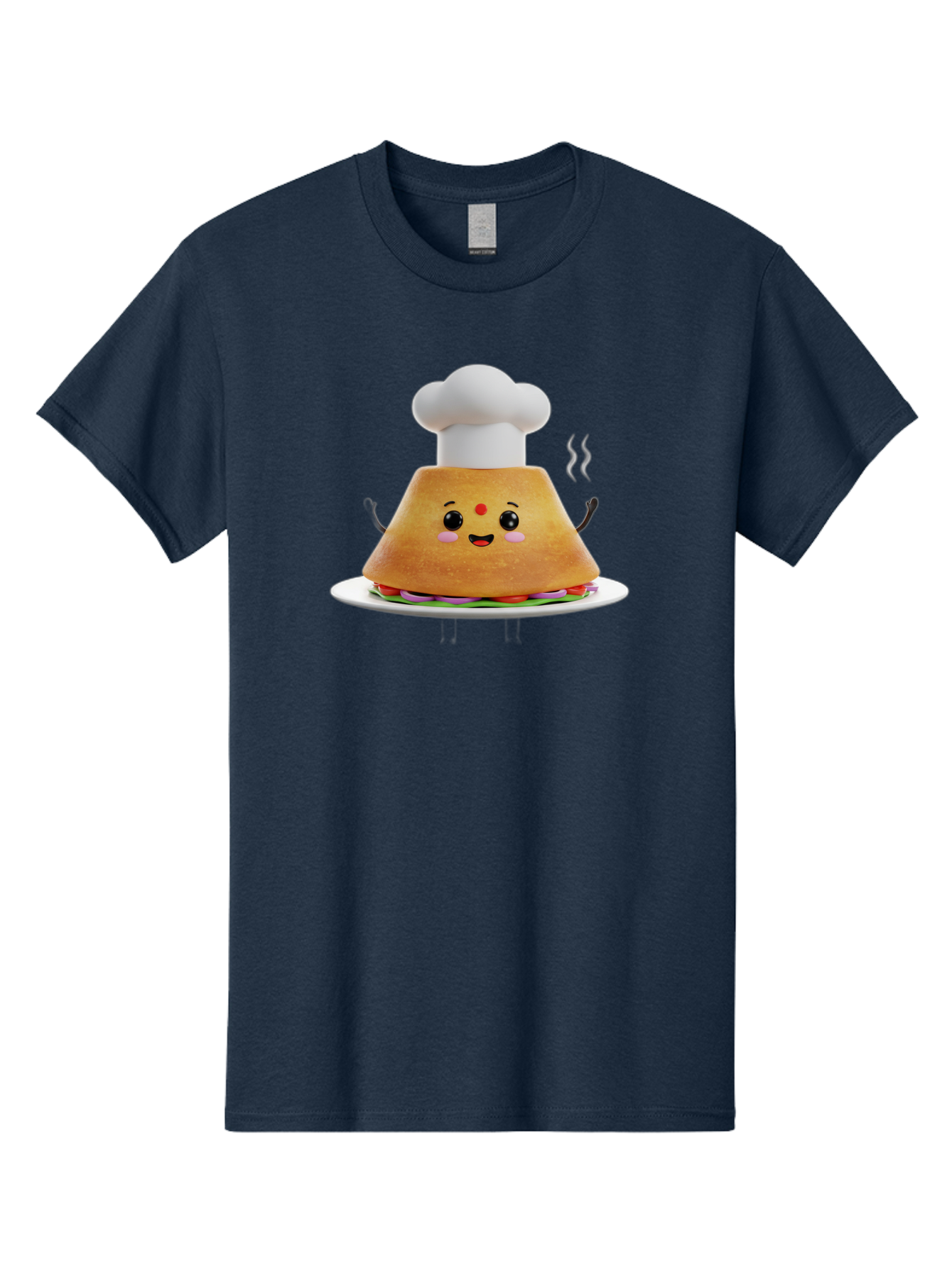 Burger-Chef Men'S Graphic Tee, 100% Cotton, Comfortable Casual Summer Wear, Machine Washable, Smiling Burger, Chef Hat, Cartoon Food, Happy Meal, Funny Character, Foodie Fun, Animated Scene, Kawaii Culture Baa242