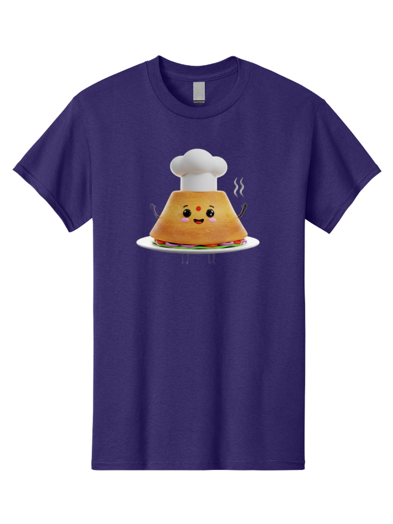 Burger-Chef Men'S Graphic Tee, 100% Cotton, Comfortable Casual Summer Wear, Machine Washable, Smiling Burger, Chef Hat, Cartoon Food, Happy Meal, Funny Character, Foodie Fun, Animated Scene, Kawaii Culture Baa242