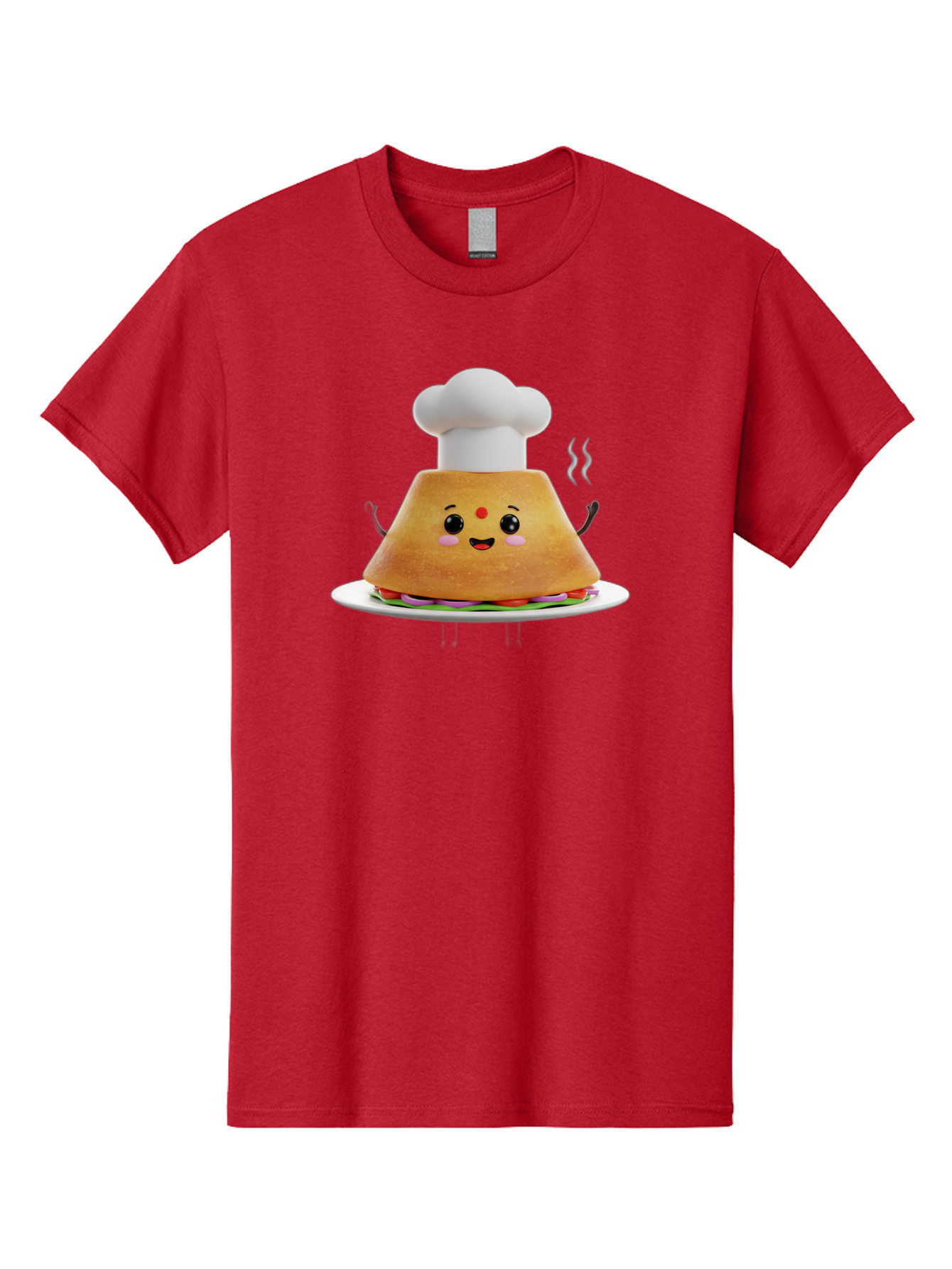 Burger-Chef Men'S Graphic Tee, 100% Cotton, Comfortable Casual Summer Wear, Machine Washable, Smiling Burger, Chef Hat, Cartoon Food, Happy Meal, Funny Character, Foodie Fun, Animated Scene, Kawaii Culture Baa242