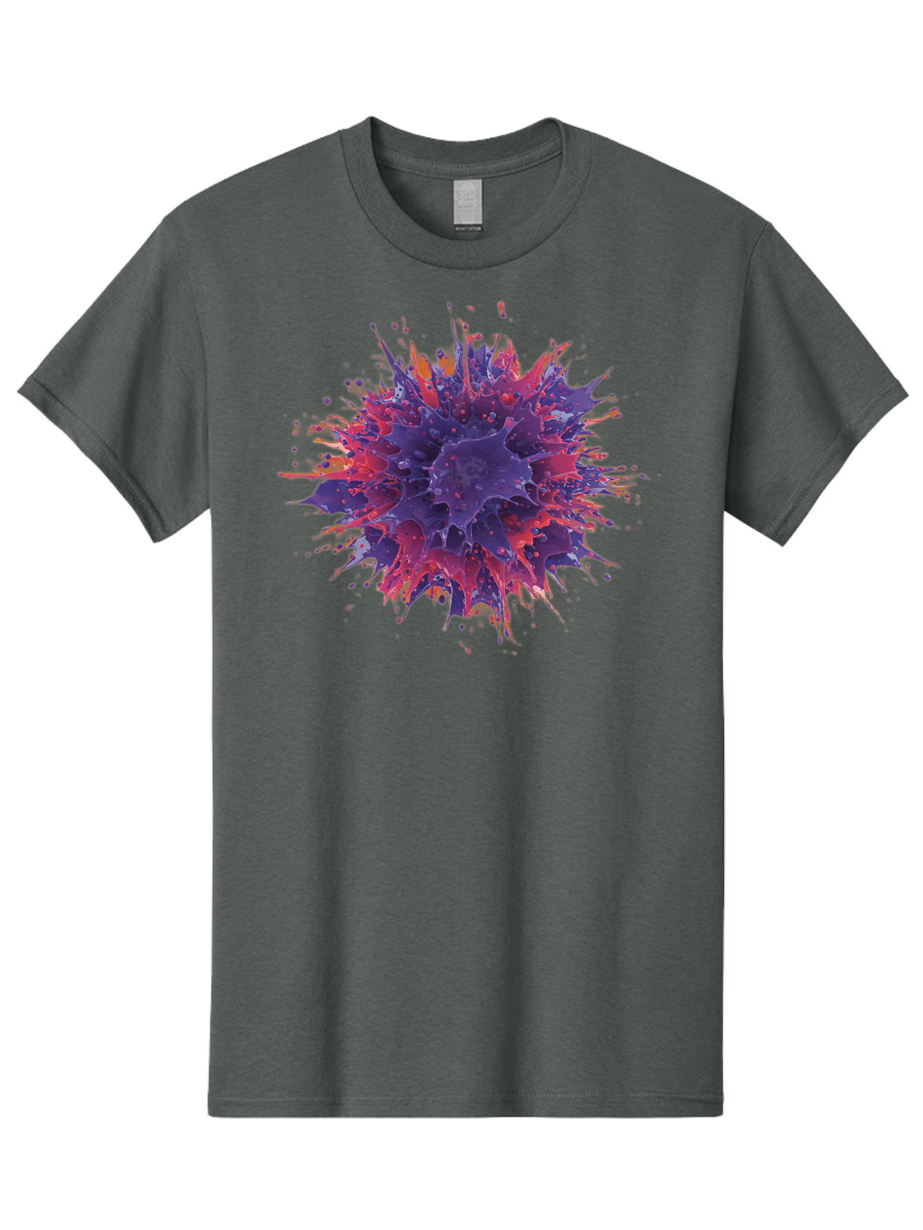 Cancer-Cell Men'S Graphic Tee, 100% Cotton, Comfortable Casual Summer Wear, Machine Washable, Cancer Cell, Tumor Cell, Abnormal Cell Growth, Purple And Red Cell Structure, Spiky Cell Texture, Medical Illustration, Cancer Research, Cell Biology Baa248