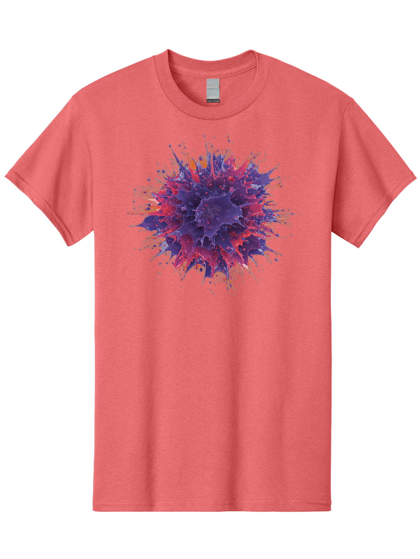 Cancer-Cell Men'S Graphic Tee, 100% Cotton, Comfortable Casual Summer Wear, Machine Washable, Cancer Cell, Tumor Cell, Abnormal Cell Growth, Purple And Red Cell Structure, Spiky Cell Texture, Medical Illustration, Cancer Research, Cell Biology Baa248