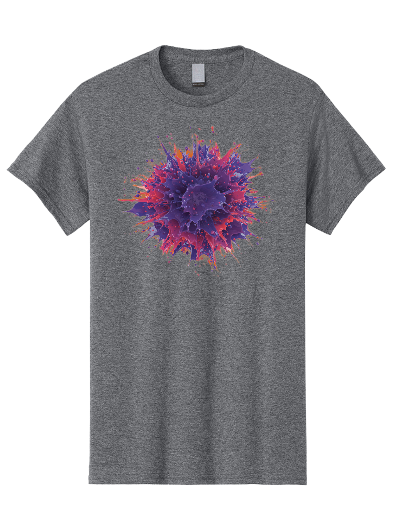 Cancer-Cell Men'S Graphic Tee, 100% Cotton, Comfortable Casual Summer Wear, Machine Washable, Cancer Cell, Tumor Cell, Abnormal Cell Growth, Purple And Red Cell Structure, Spiky Cell Texture, Medical Illustration, Cancer Research, Cell Biology Baa248