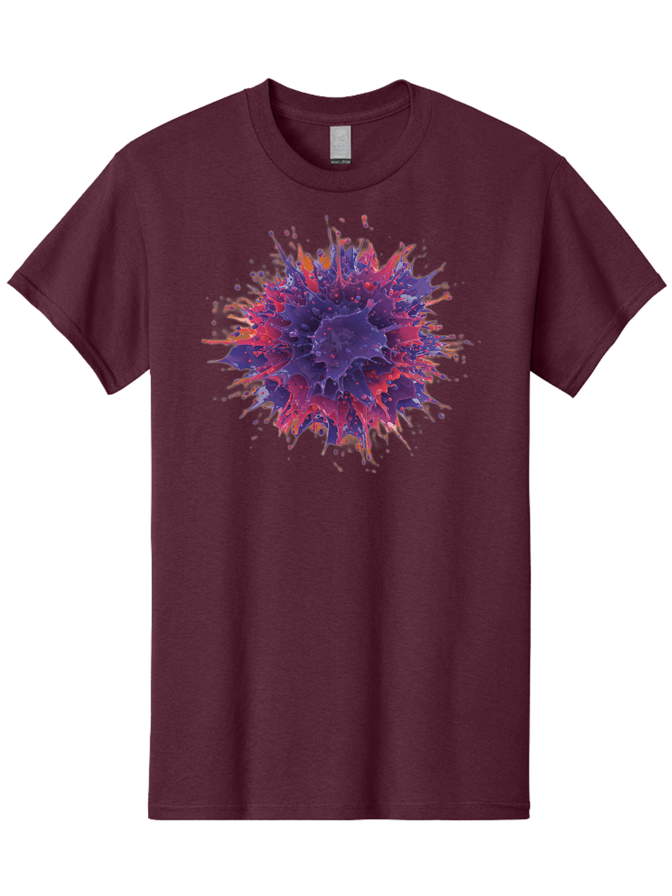 Cancer-Cell Men'S Graphic Tee, 100% Cotton, Comfortable Casual Summer Wear, Machine Washable, Cancer Cell, Tumor Cell, Abnormal Cell Growth, Purple And Red Cell Structure, Spiky Cell Texture, Medical Illustration, Cancer Research, Cell Biology Baa248