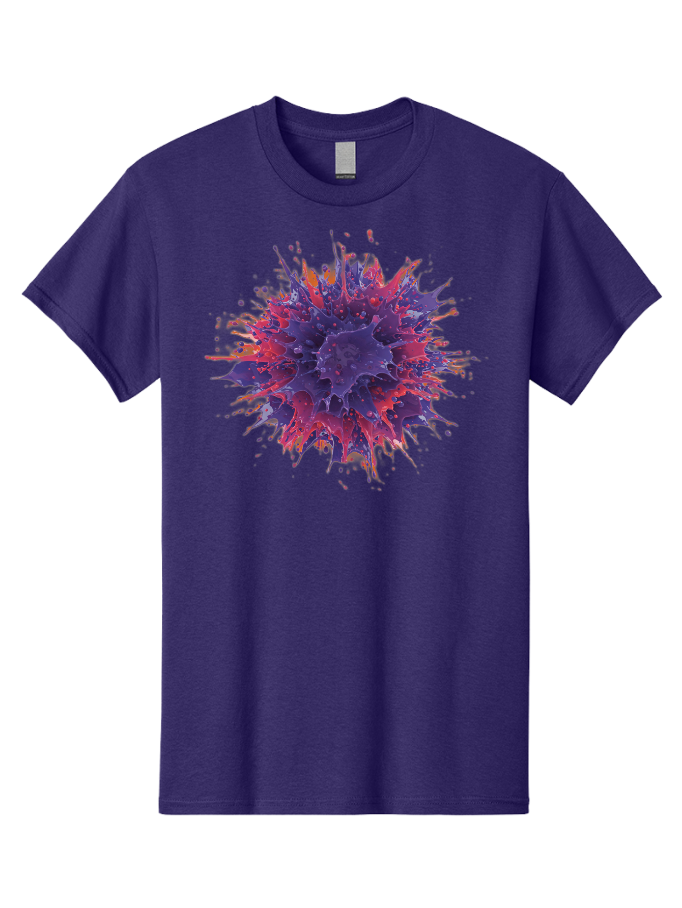 Cancer-Cell Men'S Graphic Tee, 100% Cotton, Comfortable Casual Summer Wear, Machine Washable, Cancer Cell, Tumor Cell, Abnormal Cell Growth, Purple And Red Cell Structure, Spiky Cell Texture, Medical Illustration, Cancer Research, Cell Biology Baa248