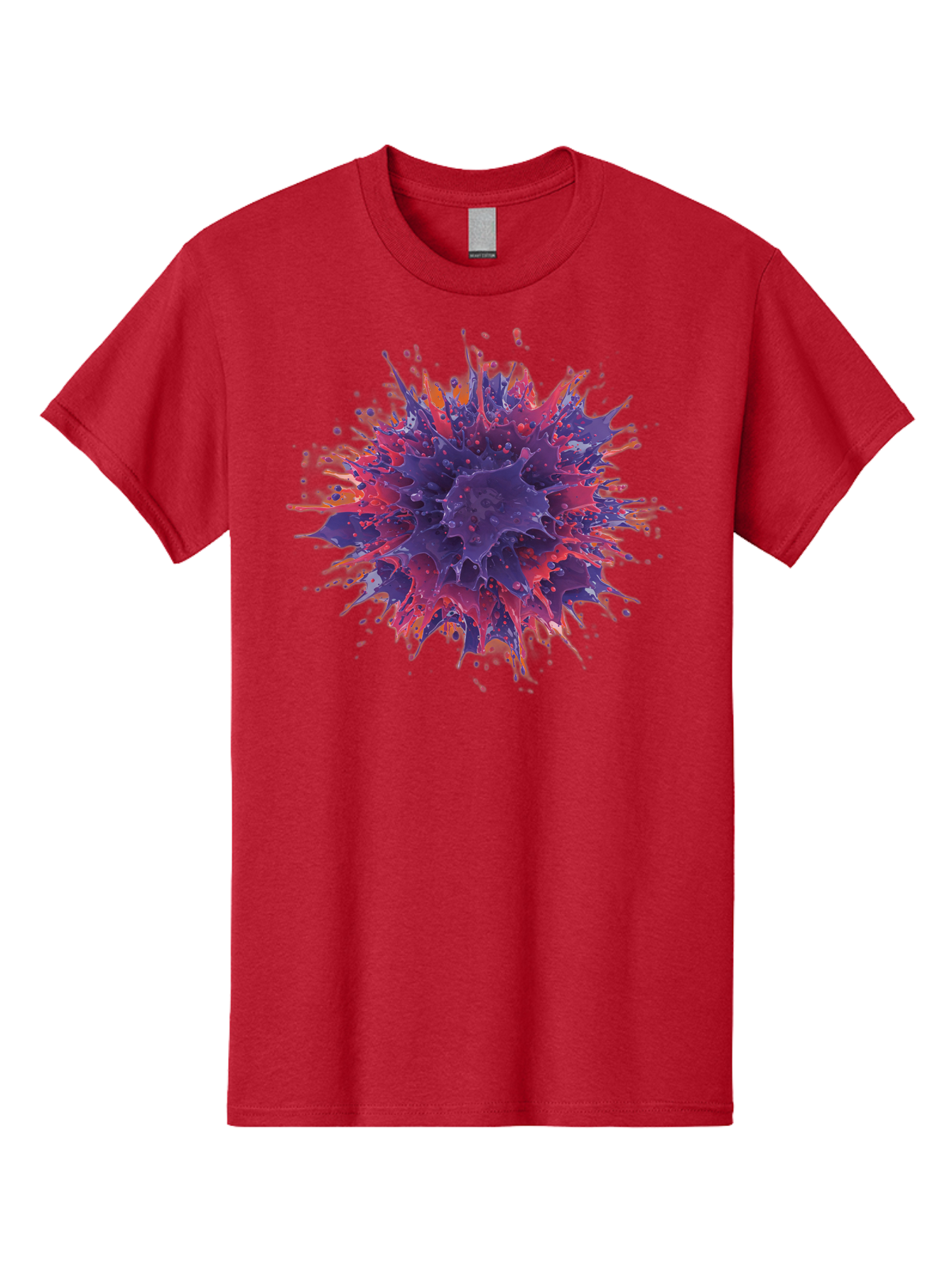 Cancer-Cell Men'S Graphic Tee, 100% Cotton, Comfortable Casual Summer Wear, Machine Washable, Cancer Cell, Tumor Cell, Abnormal Cell Growth, Purple And Red Cell Structure, Spiky Cell Texture, Medical Illustration, Cancer Research, Cell Biology Baa248