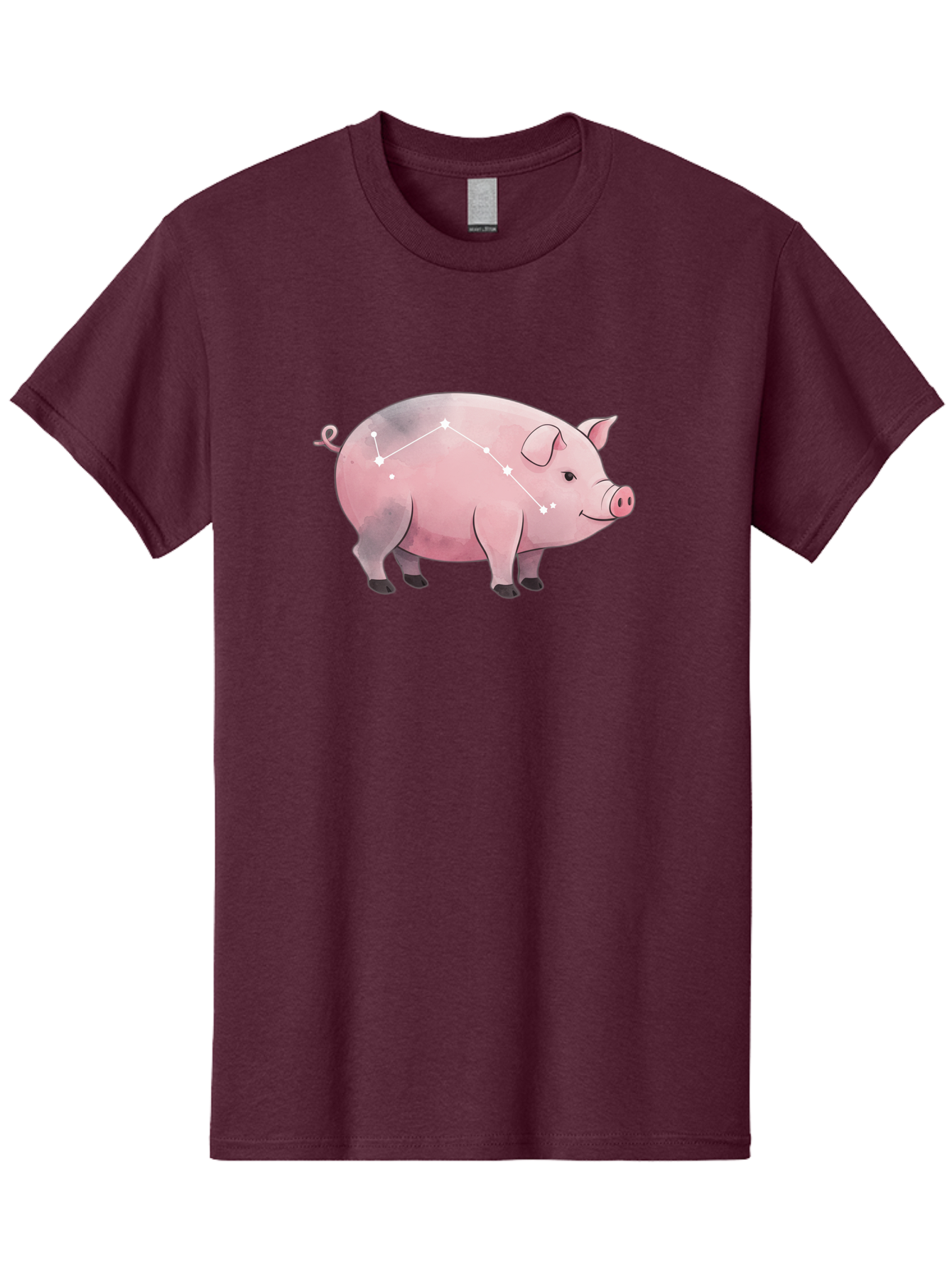Cancer Men'S Graphic Tee, 100% Cotton, Comfortable Casual Summer Wear, Machine Washable, Cartoon Pig, Zodiac Sign, Astrology Symbol, Constellation Pattern, Cute Animal Illustration, Starry Design, Funny Pig Graphics Baa249