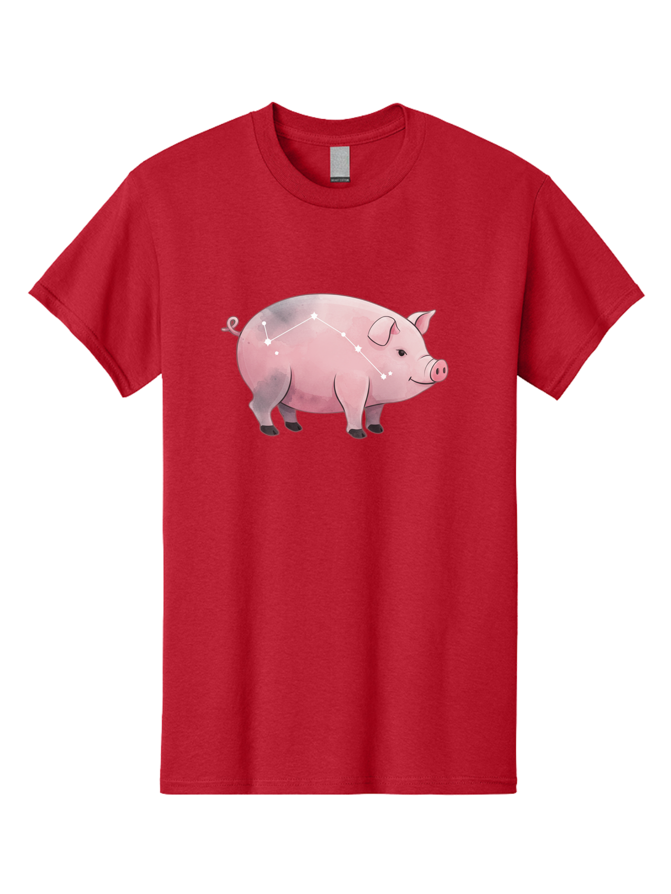 Cancer Men'S Graphic Tee, 100% Cotton, Comfortable Casual Summer Wear, Machine Washable, Cartoon Pig, Zodiac Sign, Astrology Symbol, Constellation Pattern, Cute Animal Illustration, Starry Design, Funny Pig Graphics Baa249
