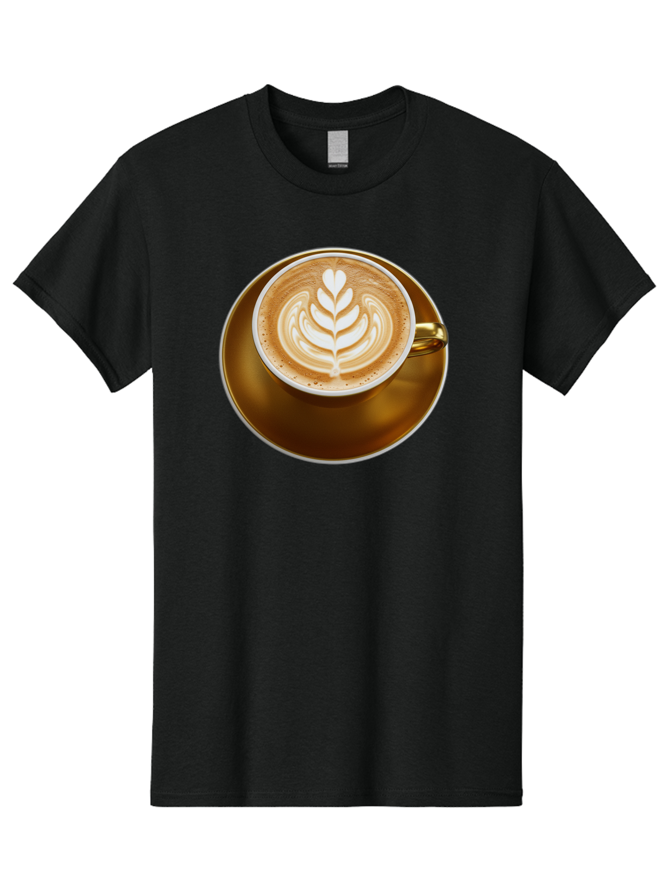 Cappuccino-Coffee Men'S Graphic Tee, 100% Cotton, Comfortable Casual Summer Wear, Machine Washable, Latte Art, Coffee Design, Leaf Pattern, Heart Shape, Coffee Cup, Saucer, Coffee Culture, Specialty Coffee, Espresso Art, Crema, Coffee Time Baa251