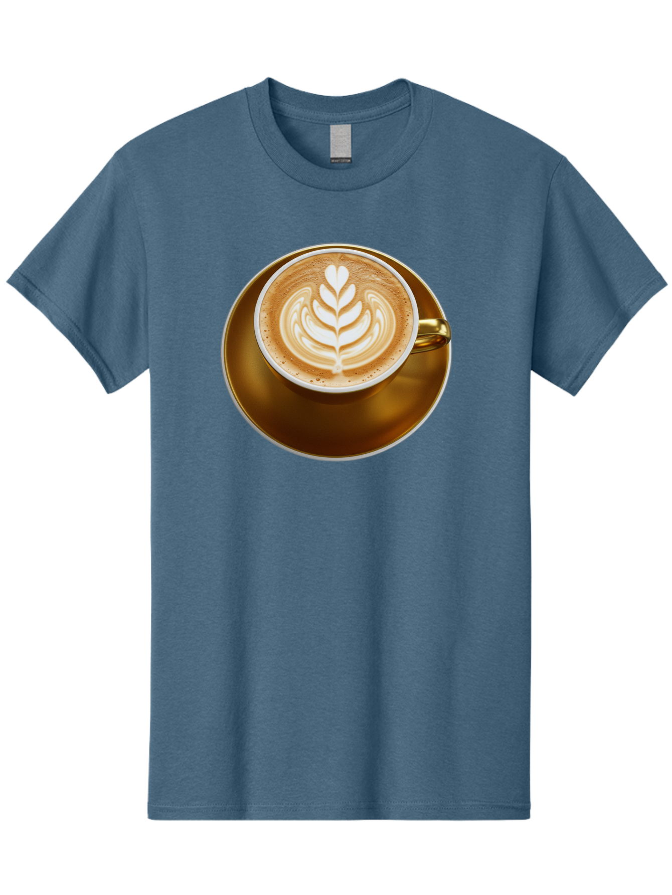 Cappuccino-Coffee Men'S Graphic Tee, 100% Cotton, Comfortable Casual Summer Wear, Machine Washable, Latte Art, Coffee Design, Leaf Pattern, Heart Shape, Coffee Cup, Saucer, Coffee Culture, Specialty Coffee, Espresso Art, Crema, Coffee Time Baa251