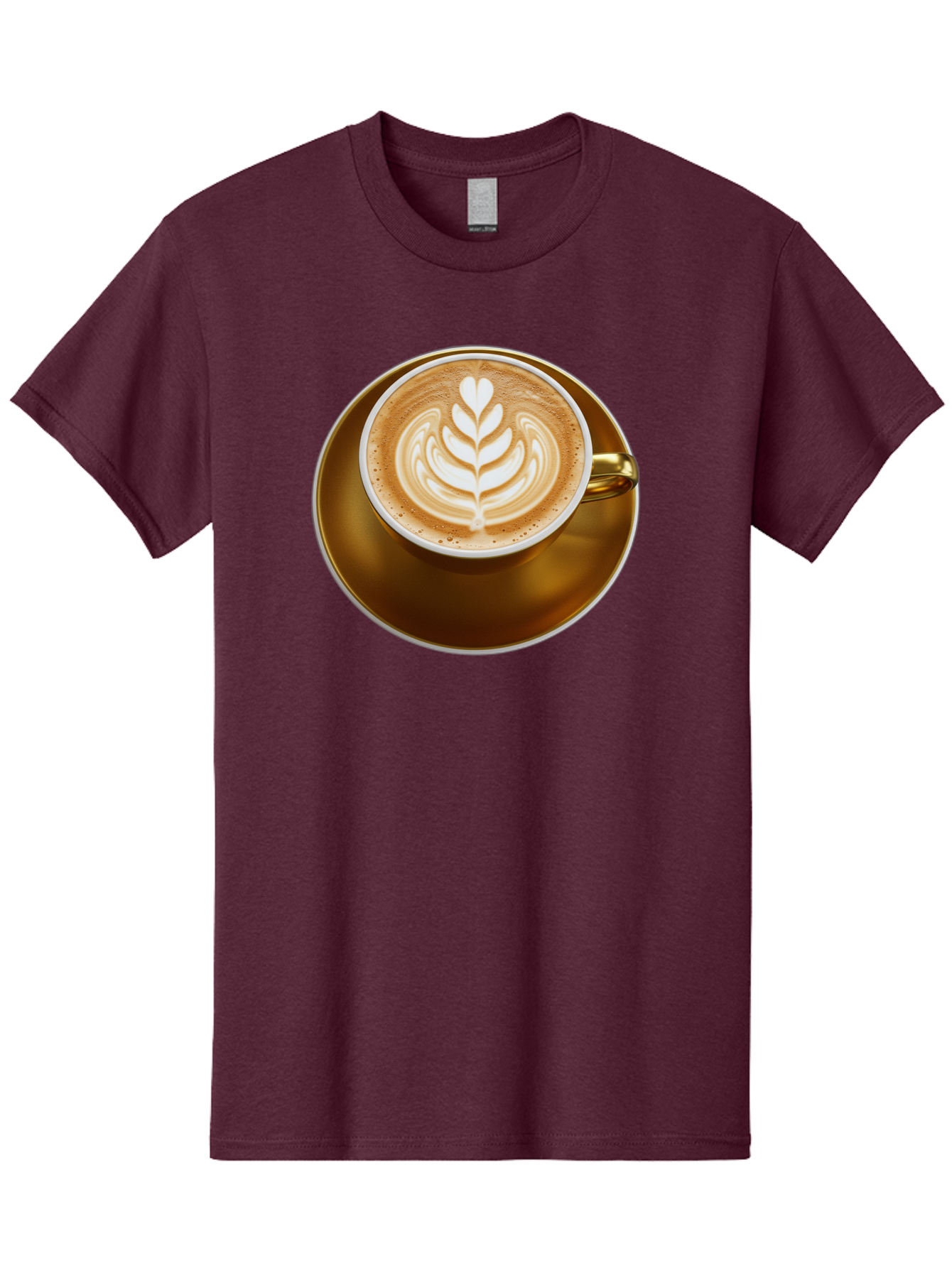 Cappuccino-Coffee Men'S Graphic Tee, 100% Cotton, Comfortable Casual Summer Wear, Machine Washable, Latte Art, Coffee Design, Leaf Pattern, Heart Shape, Coffee Cup, Saucer, Coffee Culture, Specialty Coffee, Espresso Art, Crema, Coffee Time Baa251