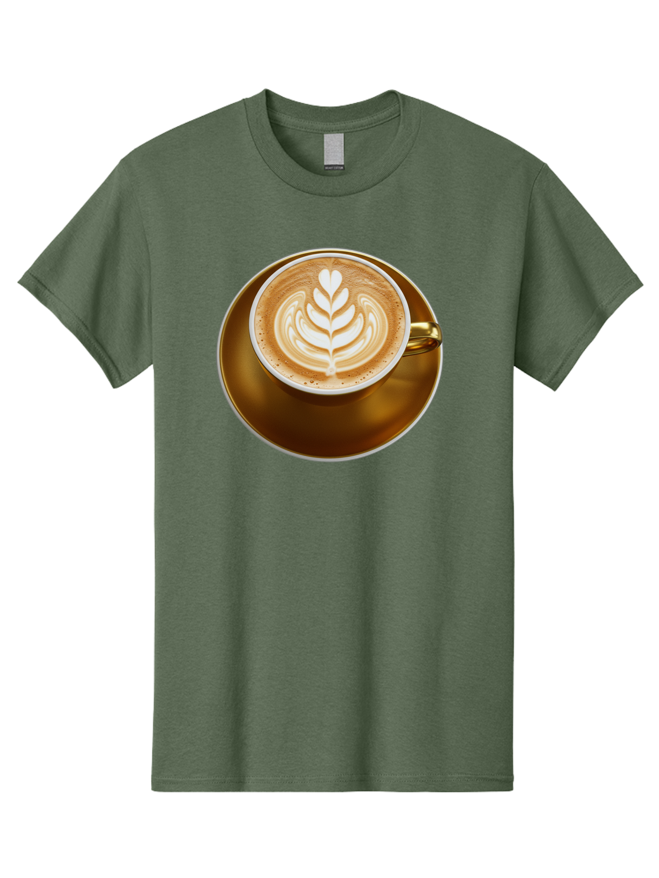 Cappuccino-Coffee Men'S Graphic Tee, 100% Cotton, Comfortable Casual Summer Wear, Machine Washable, Latte Art, Coffee Design, Leaf Pattern, Heart Shape, Coffee Cup, Saucer, Coffee Culture, Specialty Coffee, Espresso Art, Crema, Coffee Time Baa251