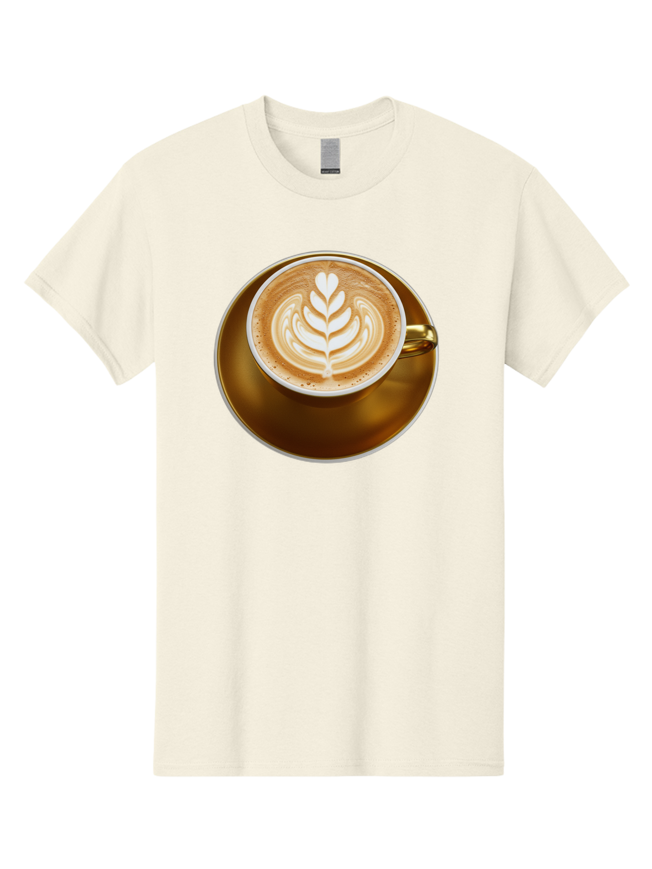 Cappuccino-Coffee Men'S Graphic Tee, 100% Cotton, Comfortable Casual Summer Wear, Machine Washable, Latte Art, Coffee Design, Leaf Pattern, Heart Shape, Coffee Cup, Saucer, Coffee Culture, Specialty Coffee, Espresso Art, Crema, Coffee Time Baa251