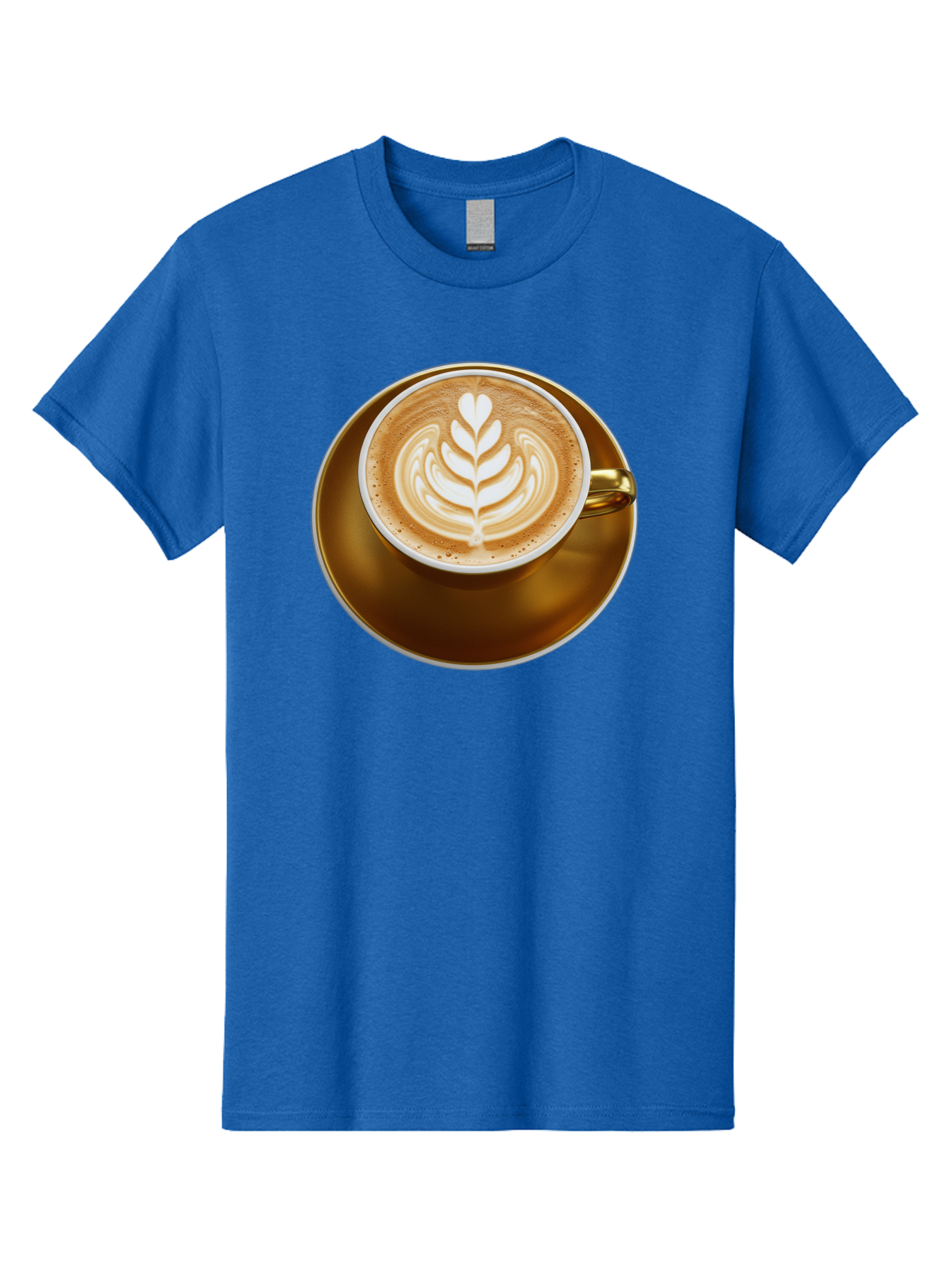 Cappuccino-Coffee Men'S Graphic Tee, 100% Cotton, Comfortable Casual Summer Wear, Machine Washable, Latte Art, Coffee Design, Leaf Pattern, Heart Shape, Coffee Cup, Saucer, Coffee Culture, Specialty Coffee, Espresso Art, Crema, Coffee Time Baa251