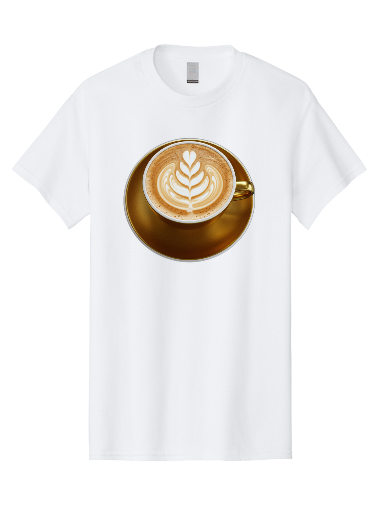 Cappuccino-Coffee Men'S Graphic Tee, 100% Cotton, Comfortable Casual Summer Wear, Machine Washable, Latte Art, Coffee Design, Leaf Pattern, Heart Shape, Coffee Cup, Saucer, Coffee Culture, Specialty Coffee, Espresso Art, Crema, Coffee Time Baa251