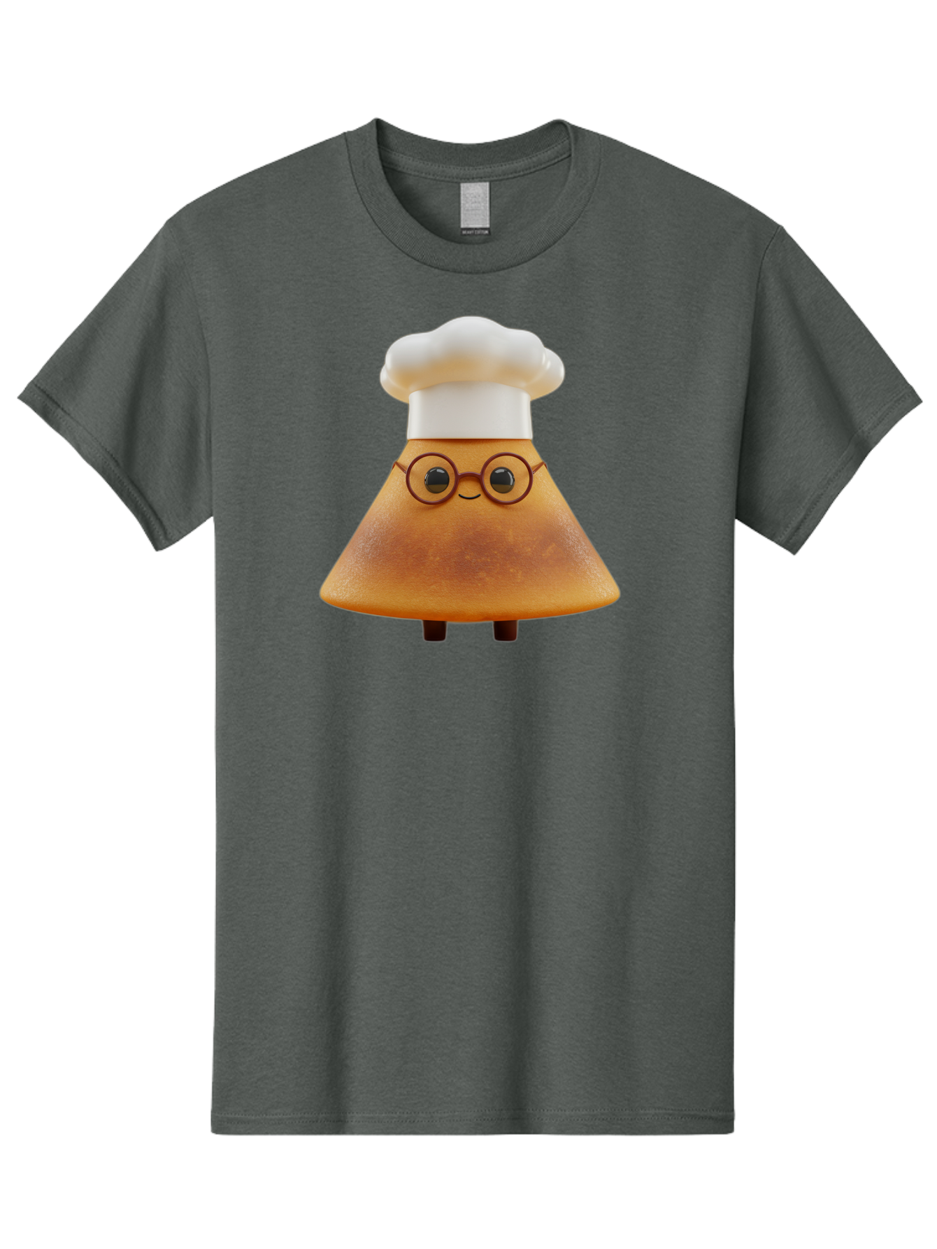 Caramel-Macchiato Men'S Graphic Tee, 100% Cotton, Comfortable Casual Summer Wear, Machine Washable, Cartoon Chef, Triangular Chef, Chef Hat, Round Glasses, Smiling Face, Black Eyes, Chef Character, Kitchen Staff, Cooking, Funny Character, Baa252