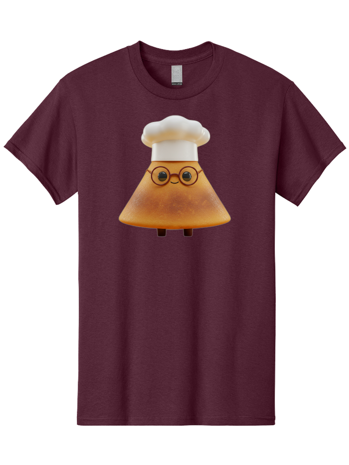 Caramel-Macchiato Men'S Graphic Tee, 100% Cotton, Comfortable Casual Summer Wear, Machine Washable, Cartoon Chef, Triangular Chef, Chef Hat, Round Glasses, Smiling Face, Black Eyes, Chef Character, Kitchen Staff, Cooking, Funny Character, Baa252