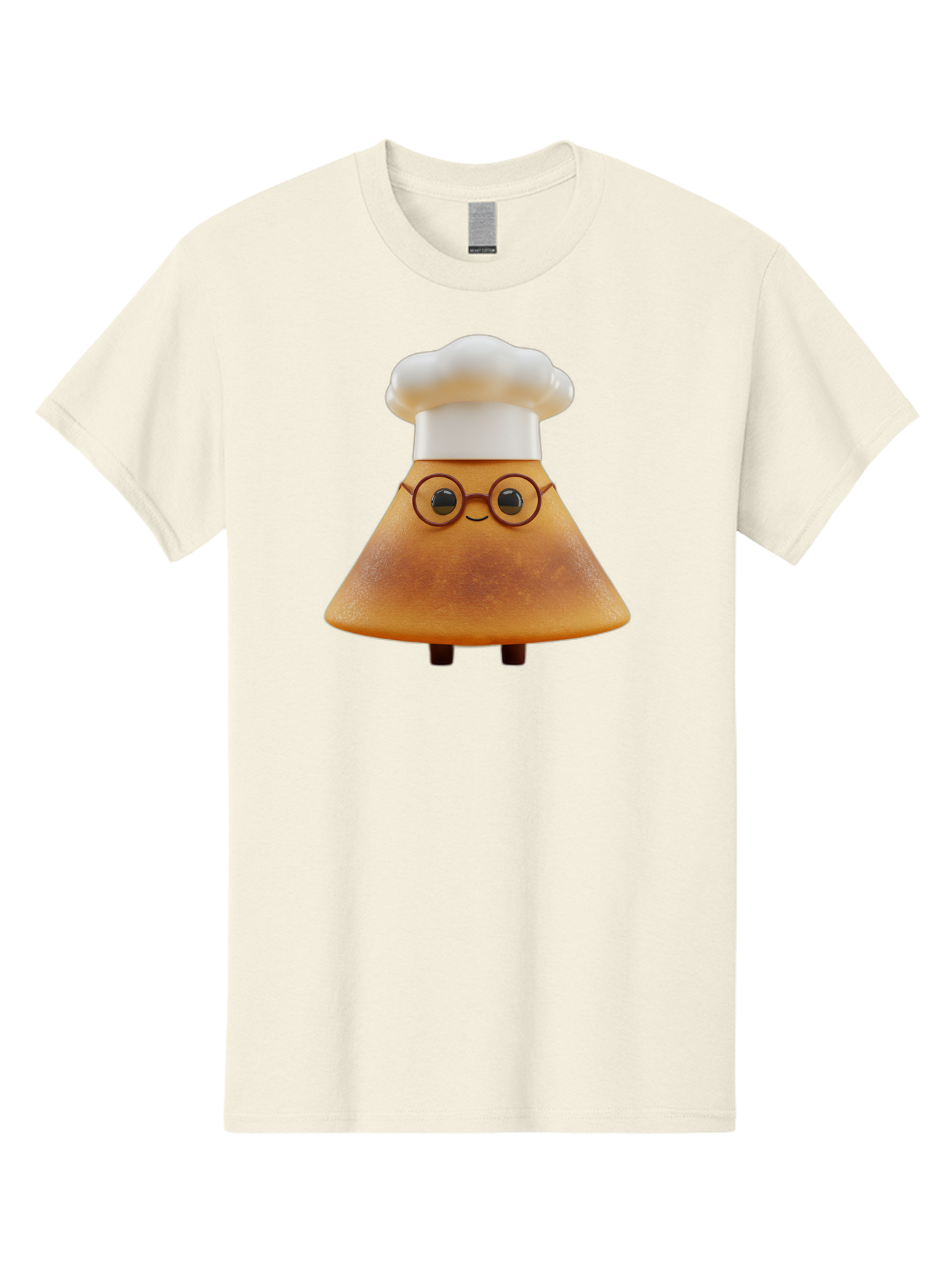 Caramel-Macchiato Men'S Graphic Tee, 100% Cotton, Comfortable Casual Summer Wear, Machine Washable, Cartoon Chef, Triangular Chef, Chef Hat, Round Glasses, Smiling Face, Black Eyes, Chef Character, Kitchen Staff, Cooking, Funny Character, Baa252
