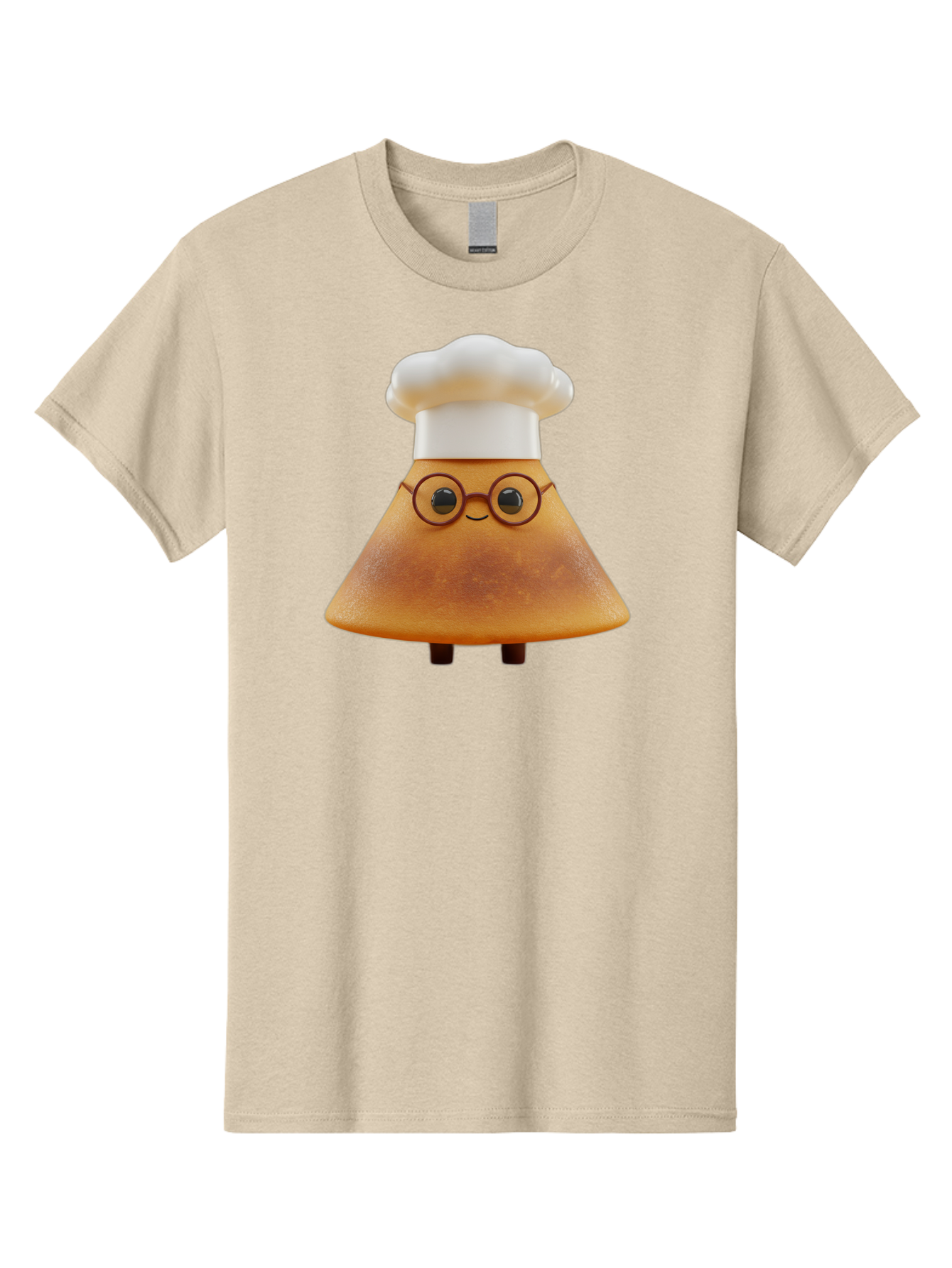 Caramel-Macchiato Men'S Graphic Tee, 100% Cotton, Comfortable Casual Summer Wear, Machine Washable, Cartoon Chef, Triangular Chef, Chef Hat, Round Glasses, Smiling Face, Black Eyes, Chef Character, Kitchen Staff, Cooking, Funny Character, Baa252
