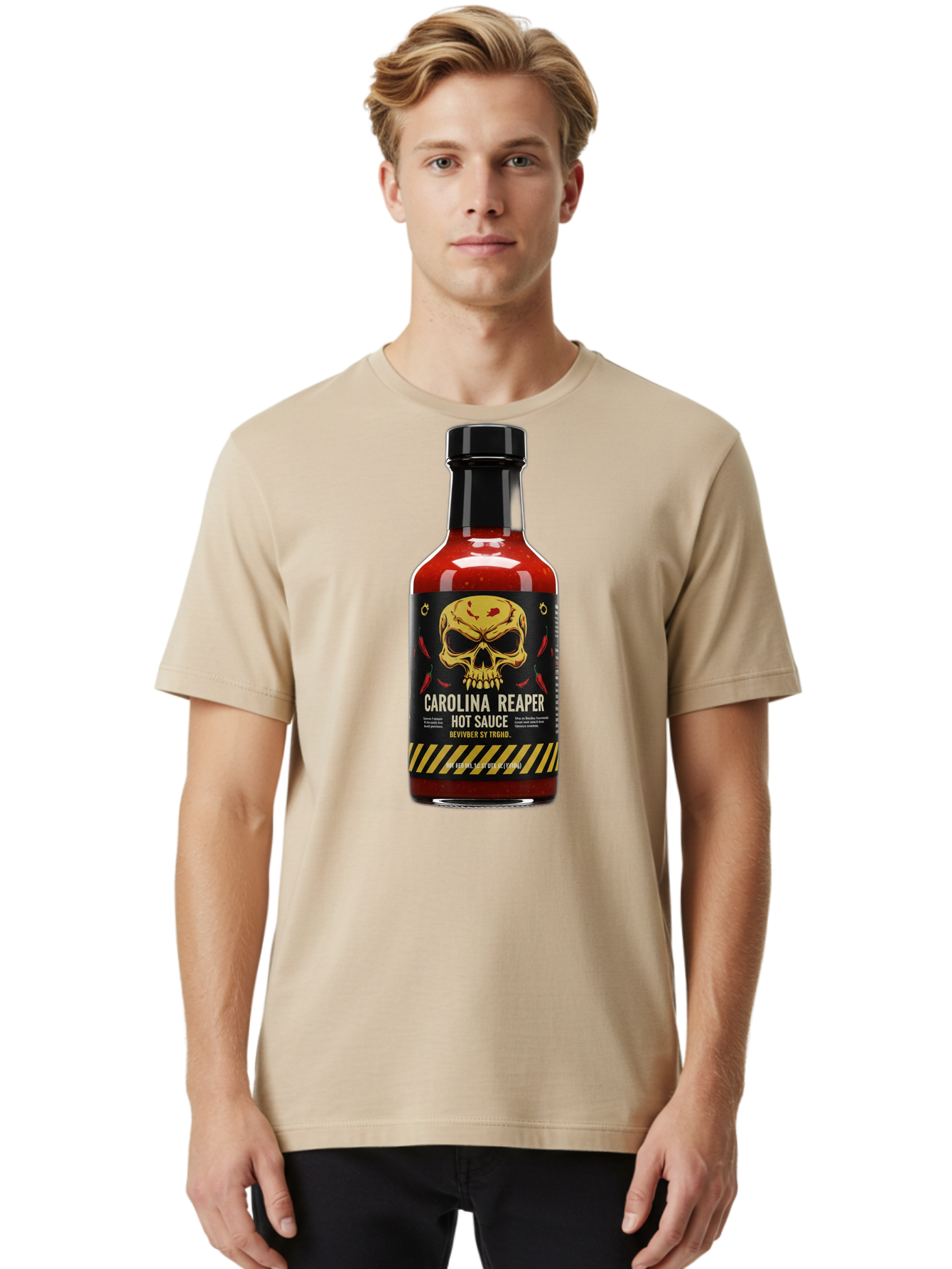 Carolina-Reaper-Hot-Sauce Men'S Graphic Tee, 100% Cotton, Comfortable Casual Summer Wear, Machine Washable, Carolina Reaper Hot Sauce, Spicy Condiment, Fiery Flavor, Pepper Sauce, Hot Pepper, Reaper Pepper, Extreme Heat, Bold Taste, Baa254