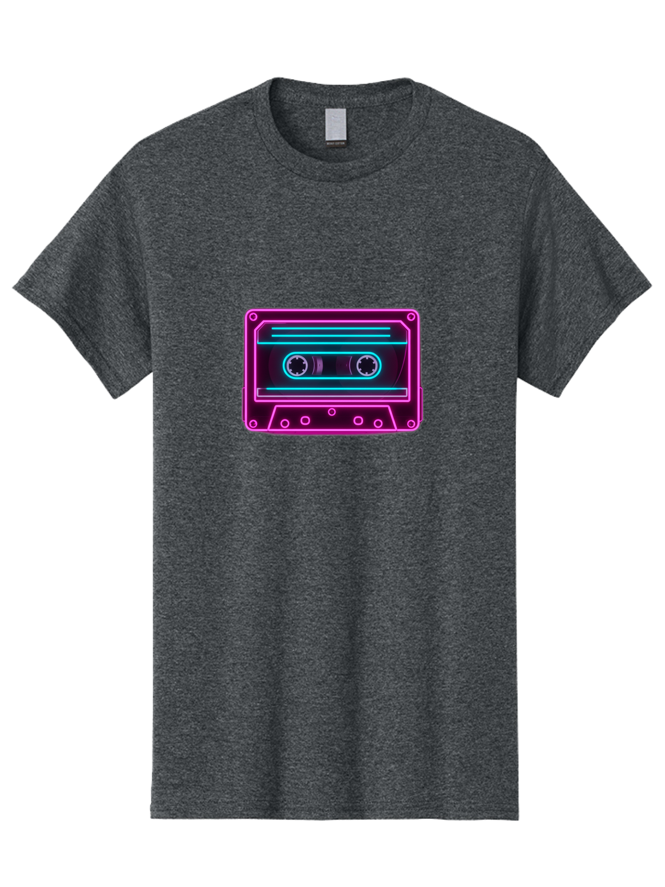 Cassette-Tape-2 Men'S Graphic Tee, 100% Cotton, Comfortable Casual Summer Wear, Machine Washable, Retro Cassette Tape, Neon Lights, Colorful, Nostalgic Music, 80S And 90S Vibe, Music Technology, Audio Nostalgia, Vintage Electronics, Baa260
